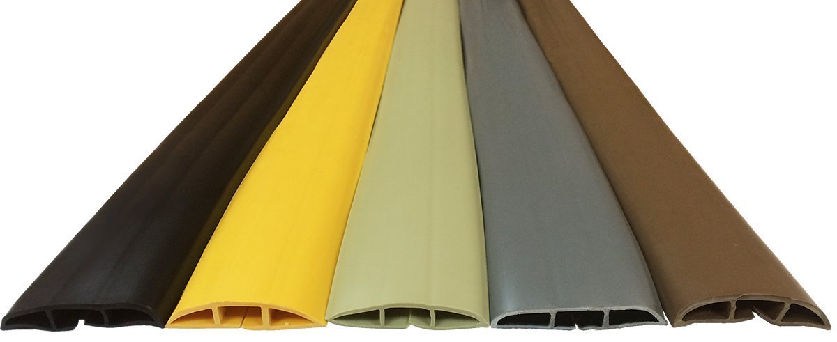 Electriduct Small Plastic Flexible Floor Cord Cover Cable Protector And Wire Concealer   Includes Double Sided Tape   5 Feet   G