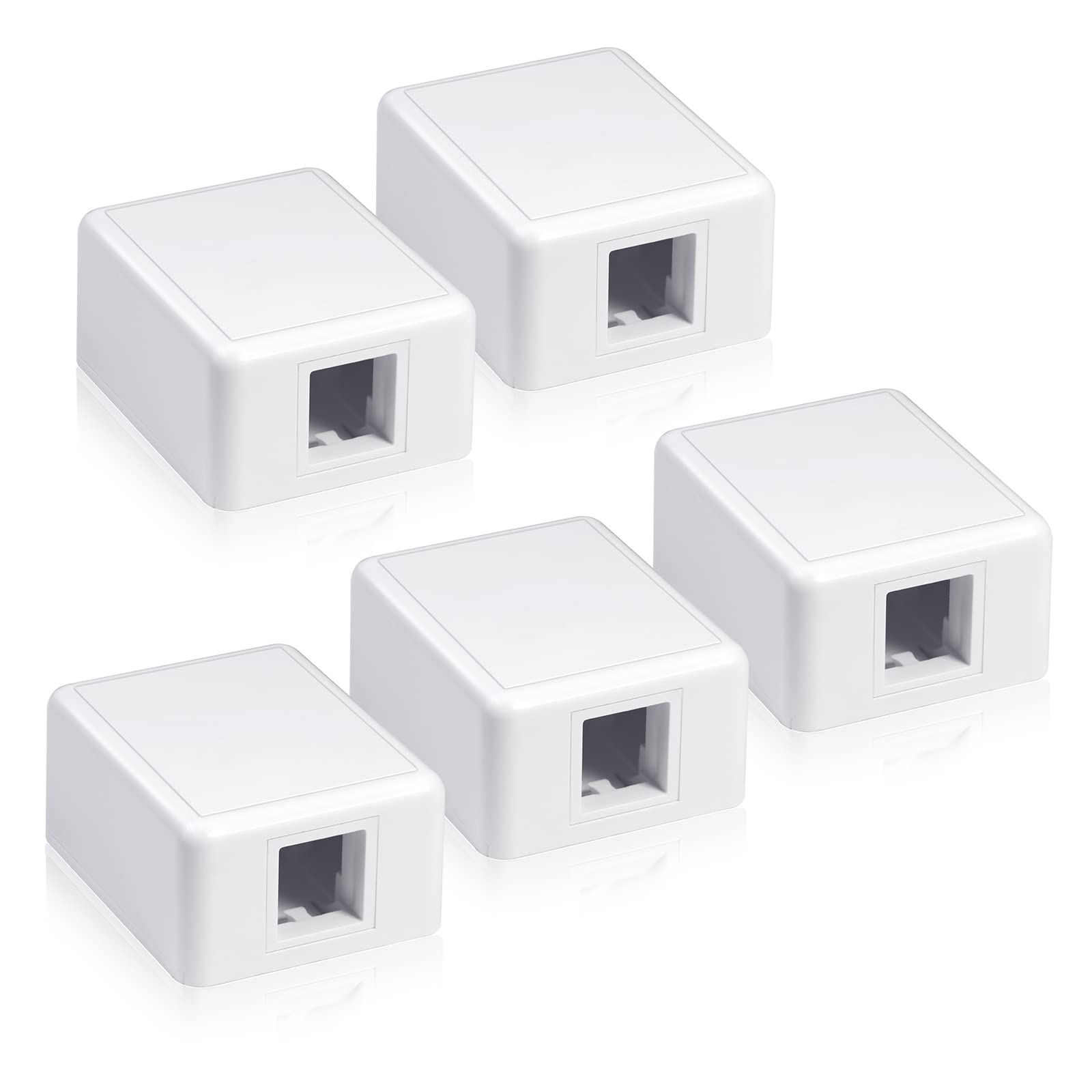 Vcelink Keystone Jack Surface Mount Box 1 Port For Utp Cat6/Cat5E/Cat5 Rj45 Keystone Jacks, 5 Pack, White