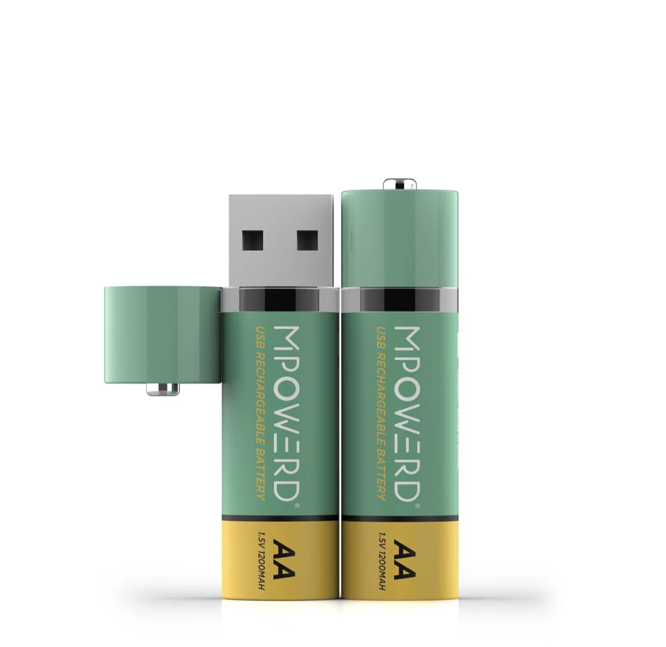 MPOWERD BioLite Viri Rechargeable AA Batteries 2-Pack, USB Port for Charging, 1200mAH, Recharge up to 1000 Times, Alternative to