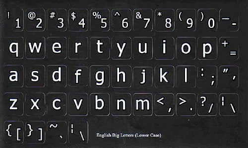 English Us Large Lettering (Lower Case) Non Transparent Black Background Keyboard Computer Stickers