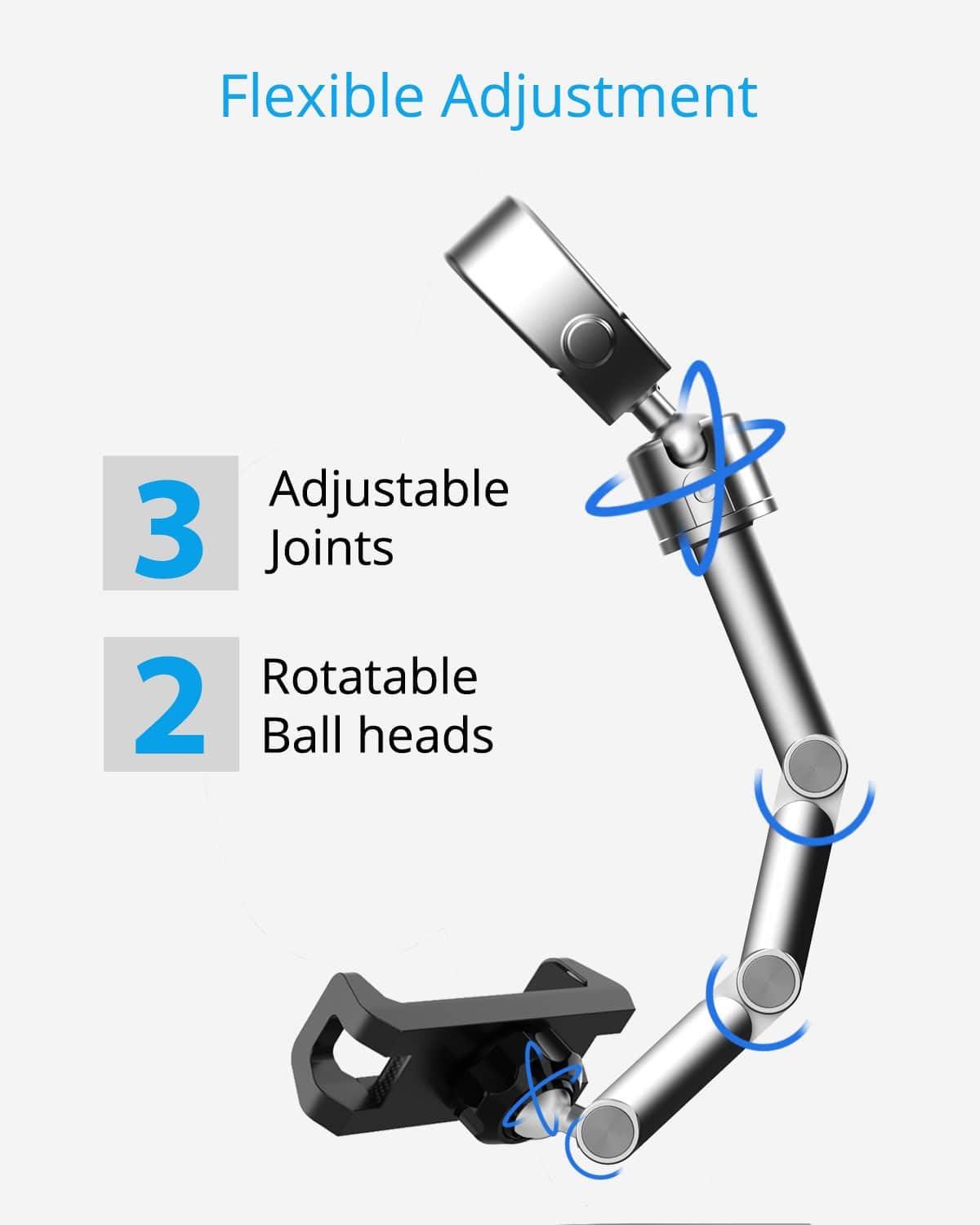 Upgrade Rear View Mirror Phone Holder Mount For Car, Aluminum Multi-Directional Metal Arms And 360-Degree Rotatable Retractable,