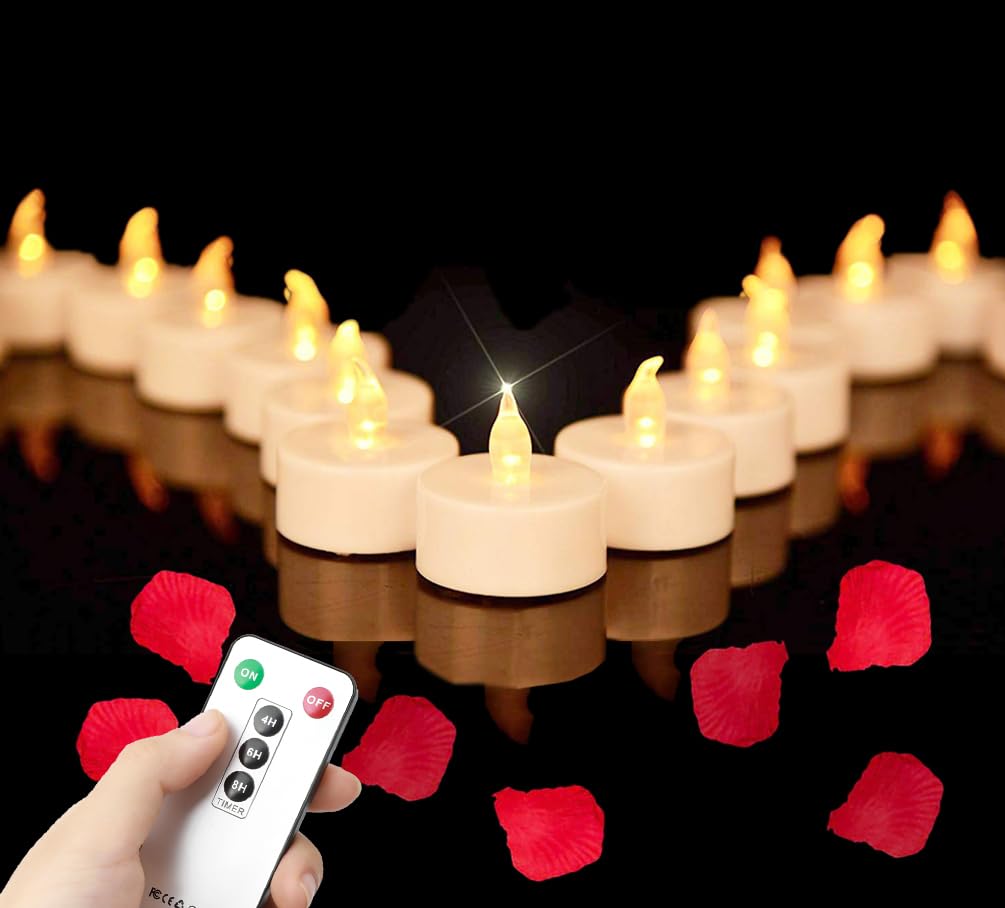 5Pack Flameless Led Tea Light Candles With Remote Control, Realistic And Bright Flickering Long Lasting 400 Hours, Decorative Fo