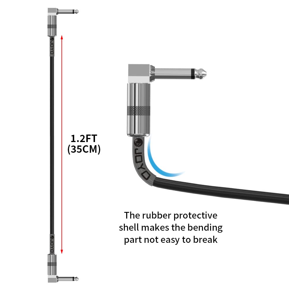Joyo Patch Cables 1.2Ft For Bass Guitar Effect Pedal Professional Guitar Patch Cords 1/4 Inch (Cm 05, 6 Pack)