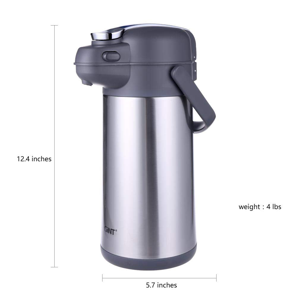 Gint 101 Oz Airpot Coffee Dispenser With Pump, Insulated Coffee Carafe For Hot Liquids, Stainless Steel Vacuum Insulated Pump Di