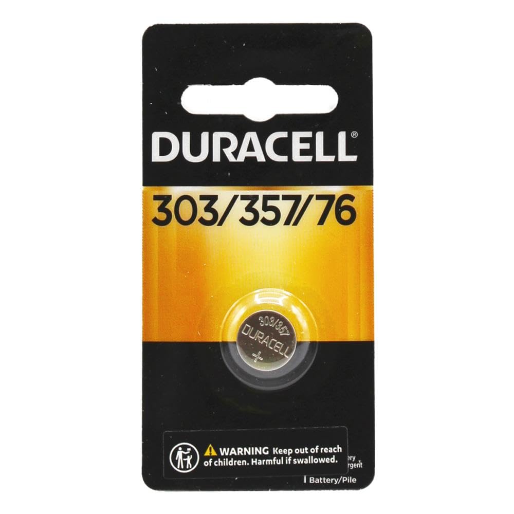 Duracell 303/357/76 Silver Oxide Button Battery, 1 Count Pack, 303/357/76 1.5 Volt Battery, Long Lasting For Watches, Medical De