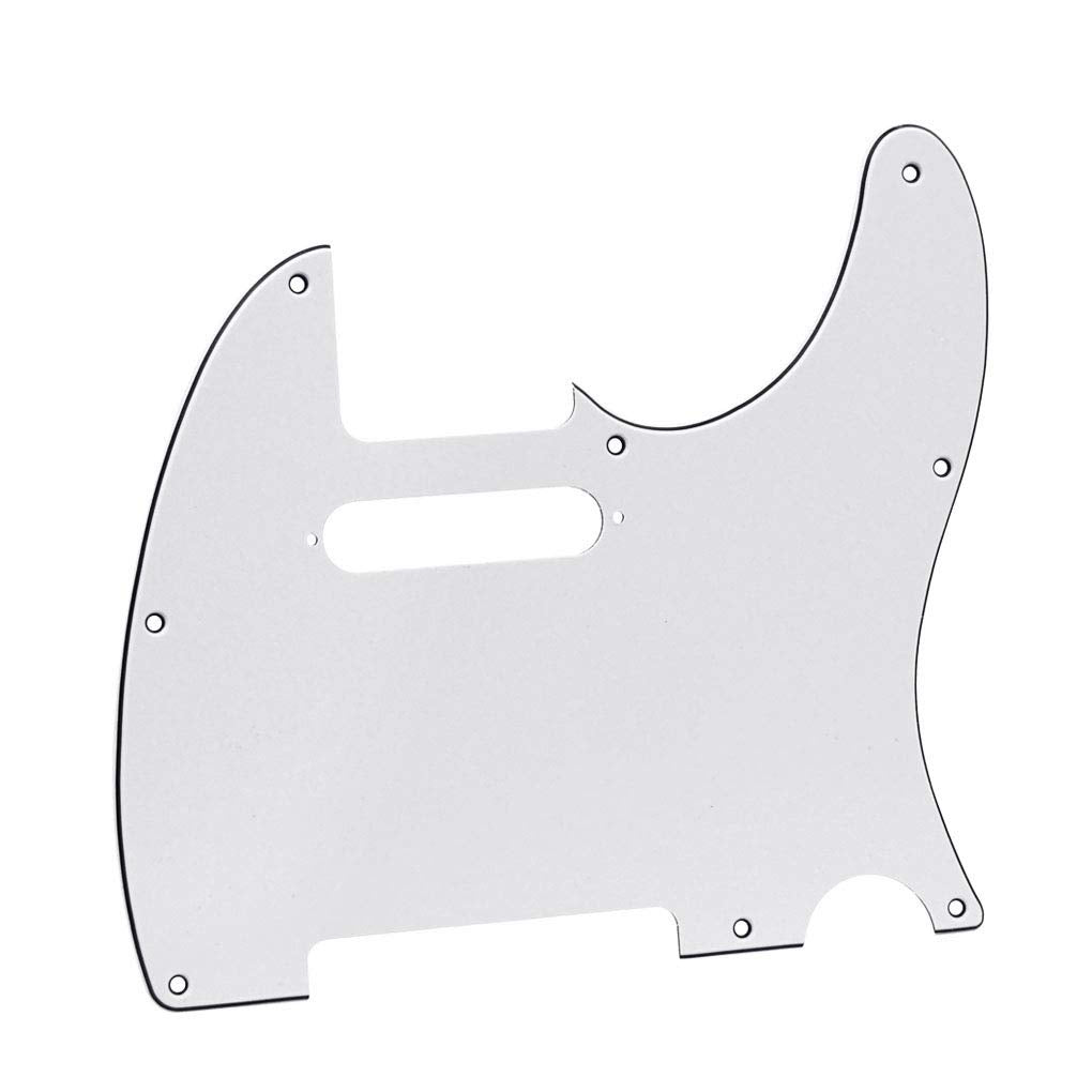 Fleor 8 Hole Tl Pickguard Scratch Plate With Pickguard Screws Set Fit Usa/Mx Standard Tl Style Pickguard Replacement, 3Ply White