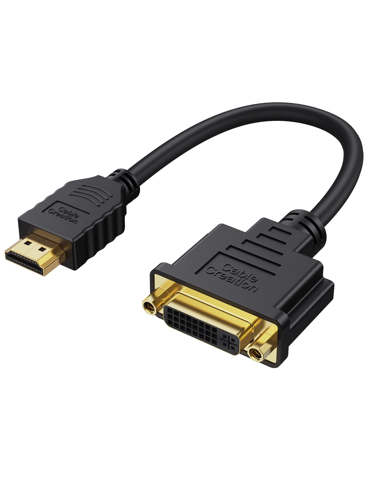 Cablecreation Hdmi To Dvi Short Cable 0.5Ft, Bi Directional Dvi I (24+5) Female To Hdmi Male Adapter 1080P Dvi To Hdmi Converter
