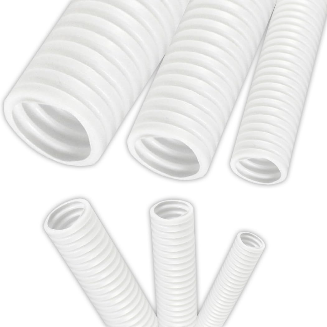Electriduct 2'' Polypropylene Non Slit Wire Loom Corrugated Flexible Conduit   10 Feet   White
