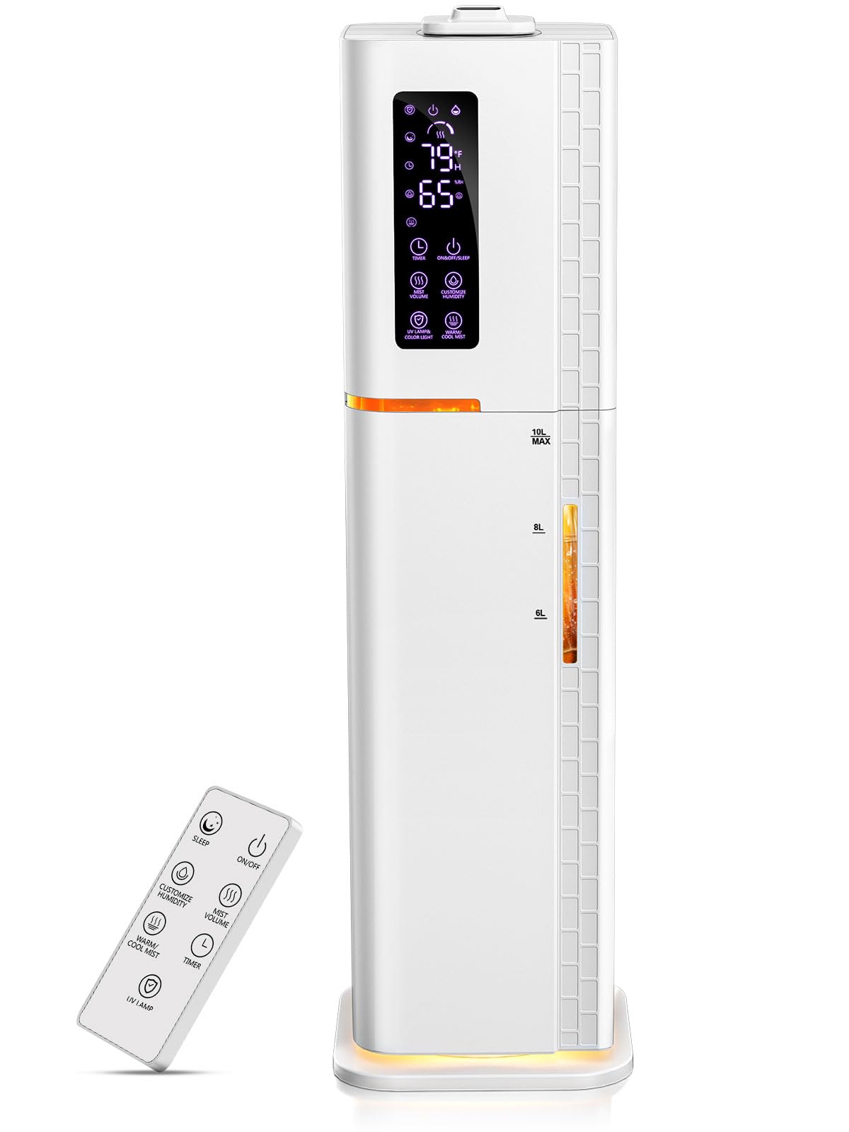 2.64Gal Humidifiers For Bedroom Large Room, Warm And Cool Mist Up To 500Ft, Top Fill Diffuser Ambient Light, 3 Mist Modes, 24H T