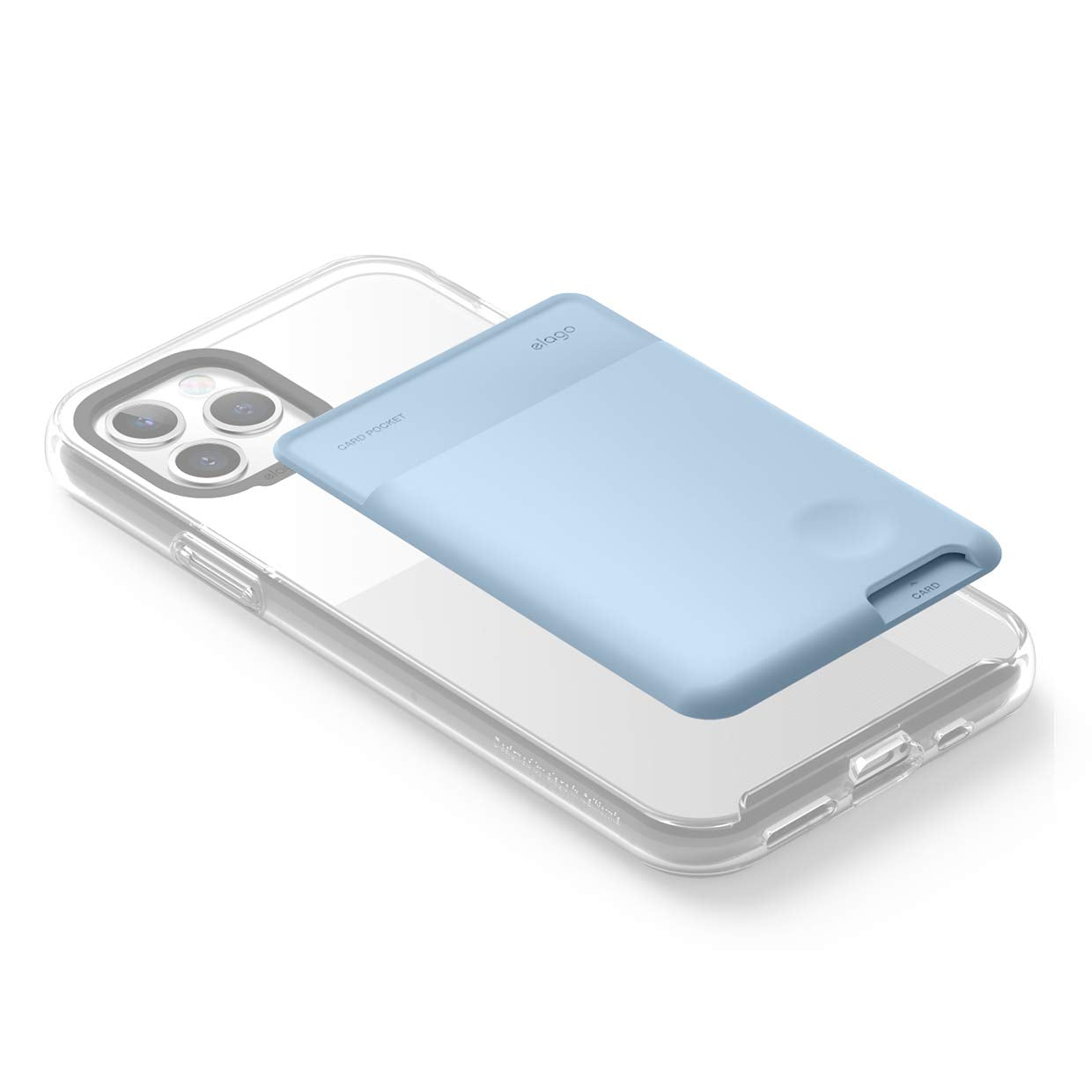 elago Slim Wallet Phone Case - Secure Card Holder, 3M Adhesive for iPhone, Galaxy & Most Smartphones [Pastel Blue]