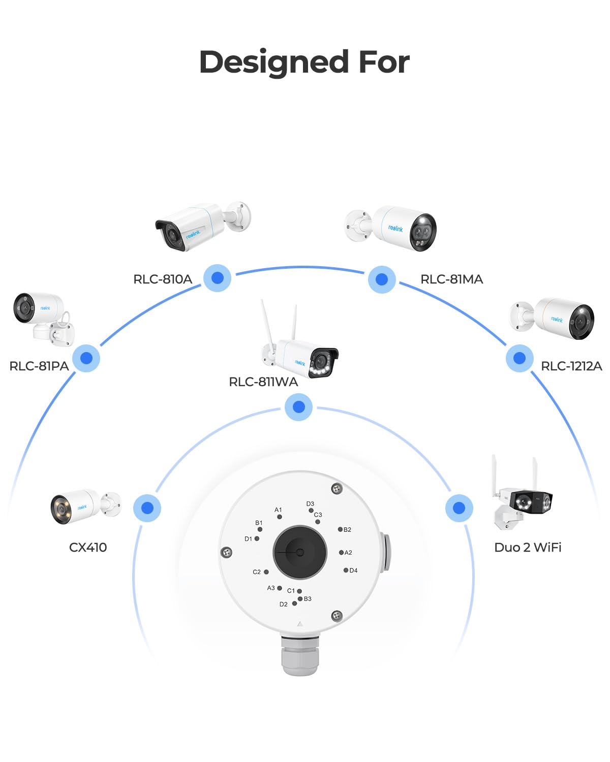 Reolink Junction Box B10 Designed Camera B400, Rlc 510A, Rlc 510Wa, Rlc 810A, Rlc 811Wa, Rlc 81Ma, Rlc 81Pa, Rlc 1210A, Duo 2 Po