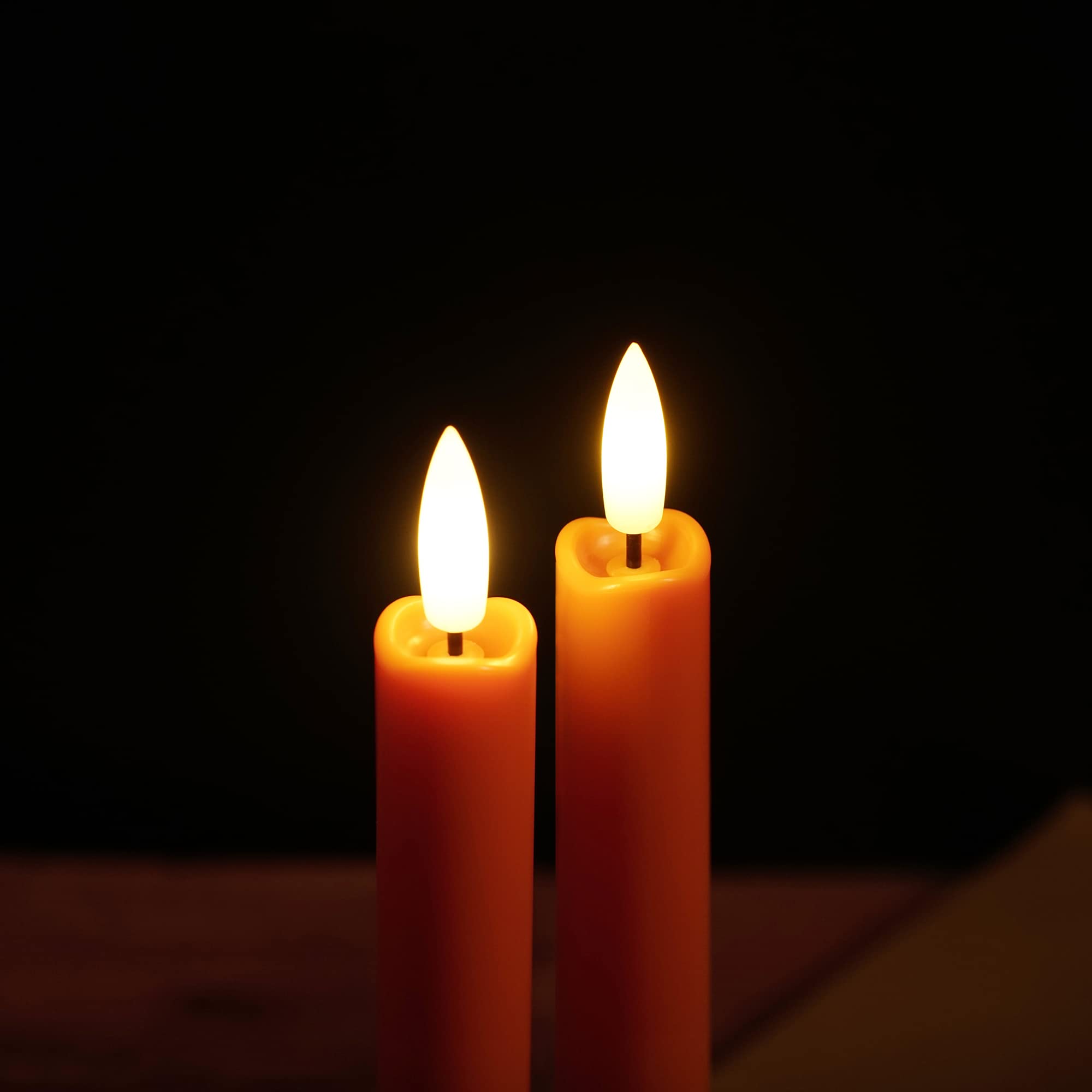 Stmarry Flameless Orange Taper Candles With Remote   10 Inch Led Candlesticks Flickering, Realistic 3D Flame With Wick, Warm Whi