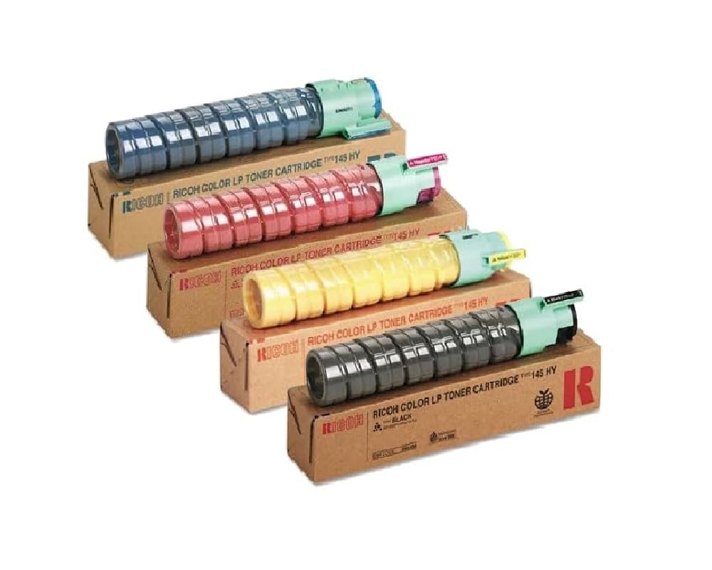Genuine Ricoh Cl4000Dn Spc411Dn Type 145 High Yield Toner Bundle Set 888308, 888309, 888310, 888311 Bcym Sealed in Retail Packaging
