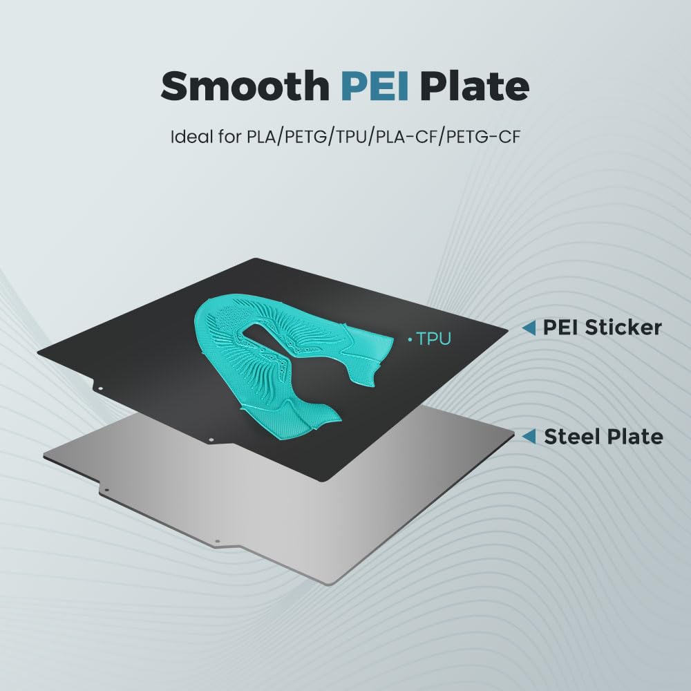 Flashforge Adventurer 5M/ 5M Pro 3D Printer Smooth Pei Plate, Upgrade Magnetic Flexible Pei Sticker Sheet, Glue Free Print With
