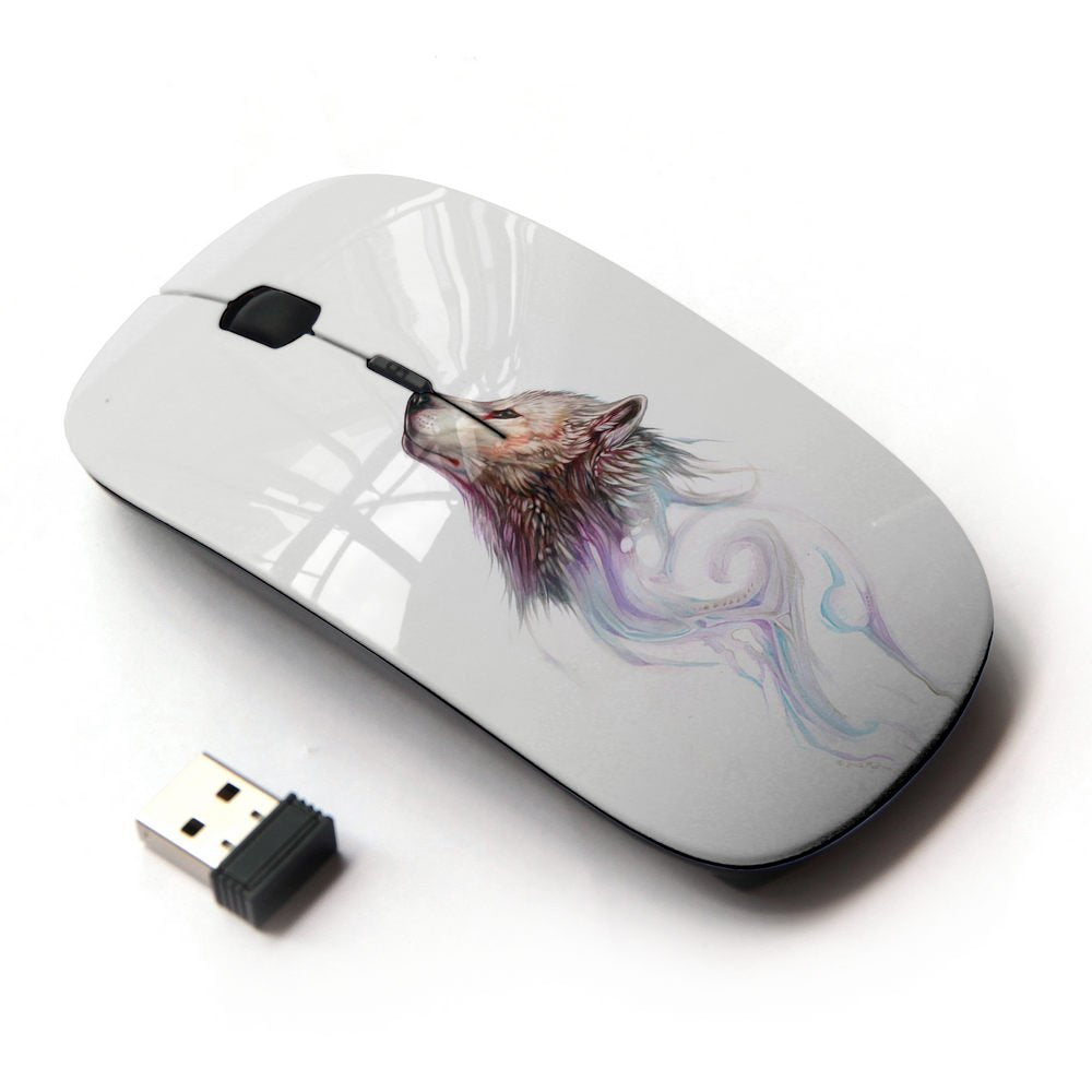 Koolmouse [ Optical 2.4G Wireless Mouse [ Wolf Wild Dog Watercolor Painting Art Forest ]