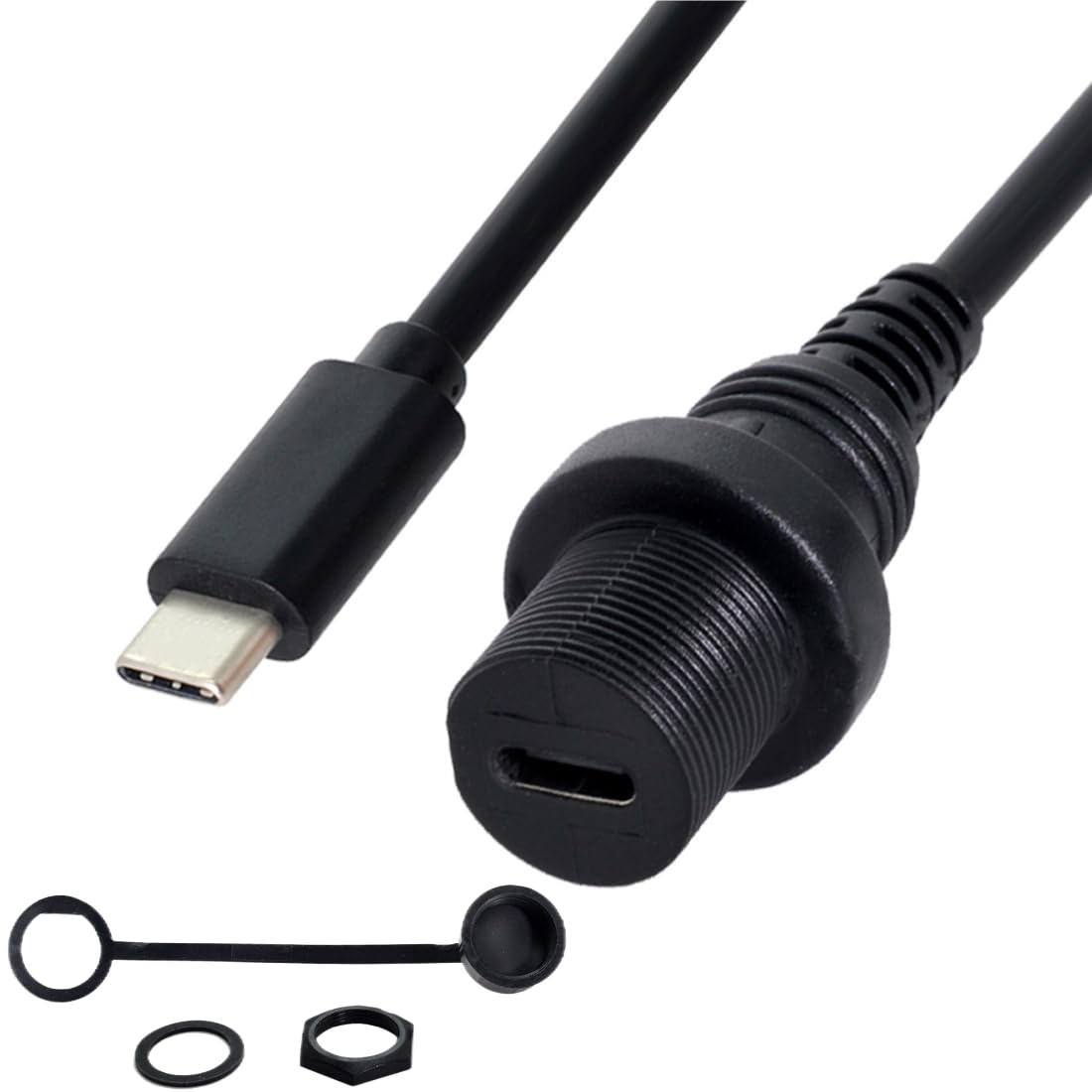 chenyang USB 3.1 Gen 2 10Gbps Flush Mount USB C Male to Female Extension Cable for Car Dashboard Panel Mount Waterproof Dustproo