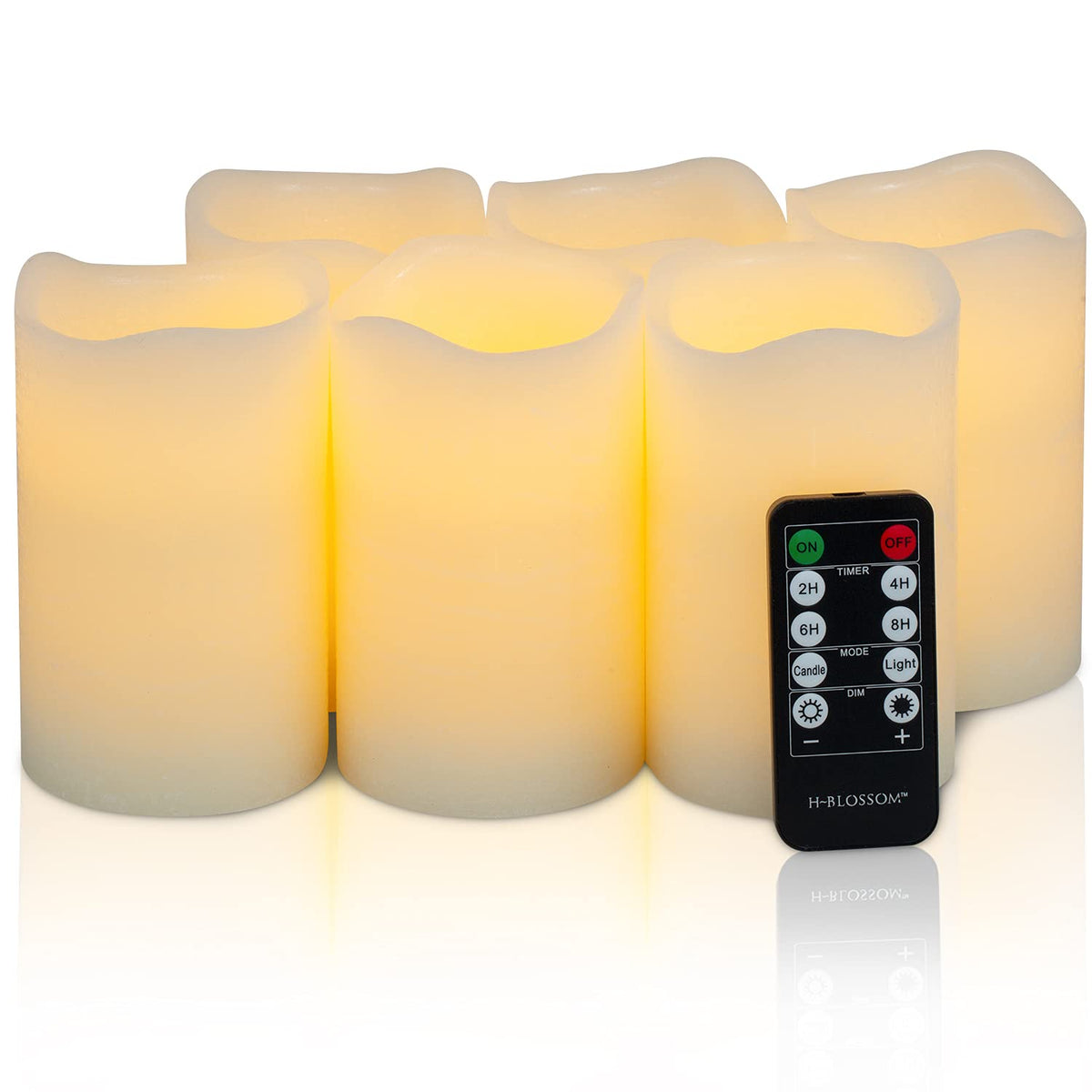 H-Blossom Flickering Flameless Candles Battery Operated Real Wax Pillar Candles Led Candles With 10 Key Remote Control Cycling T