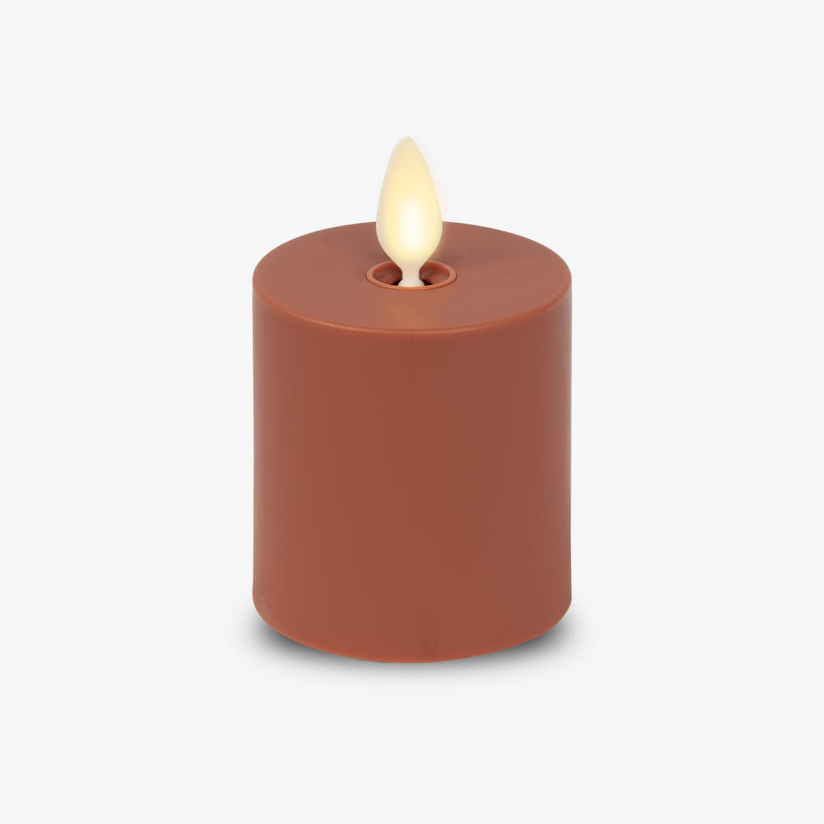 Luminara Outdoor Votive Flameless Led Candle, Baked Clay 2'' X 3.2'', Moving Flame Battery Operated Timer Remote Ready Ipx4 Matt