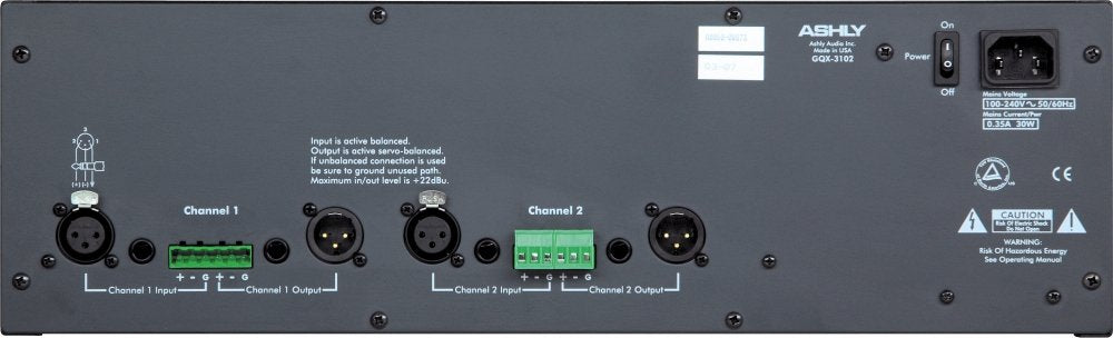 Ashly Gqx 3102 2 Channel 1/3 Octave Graphic Equalizer