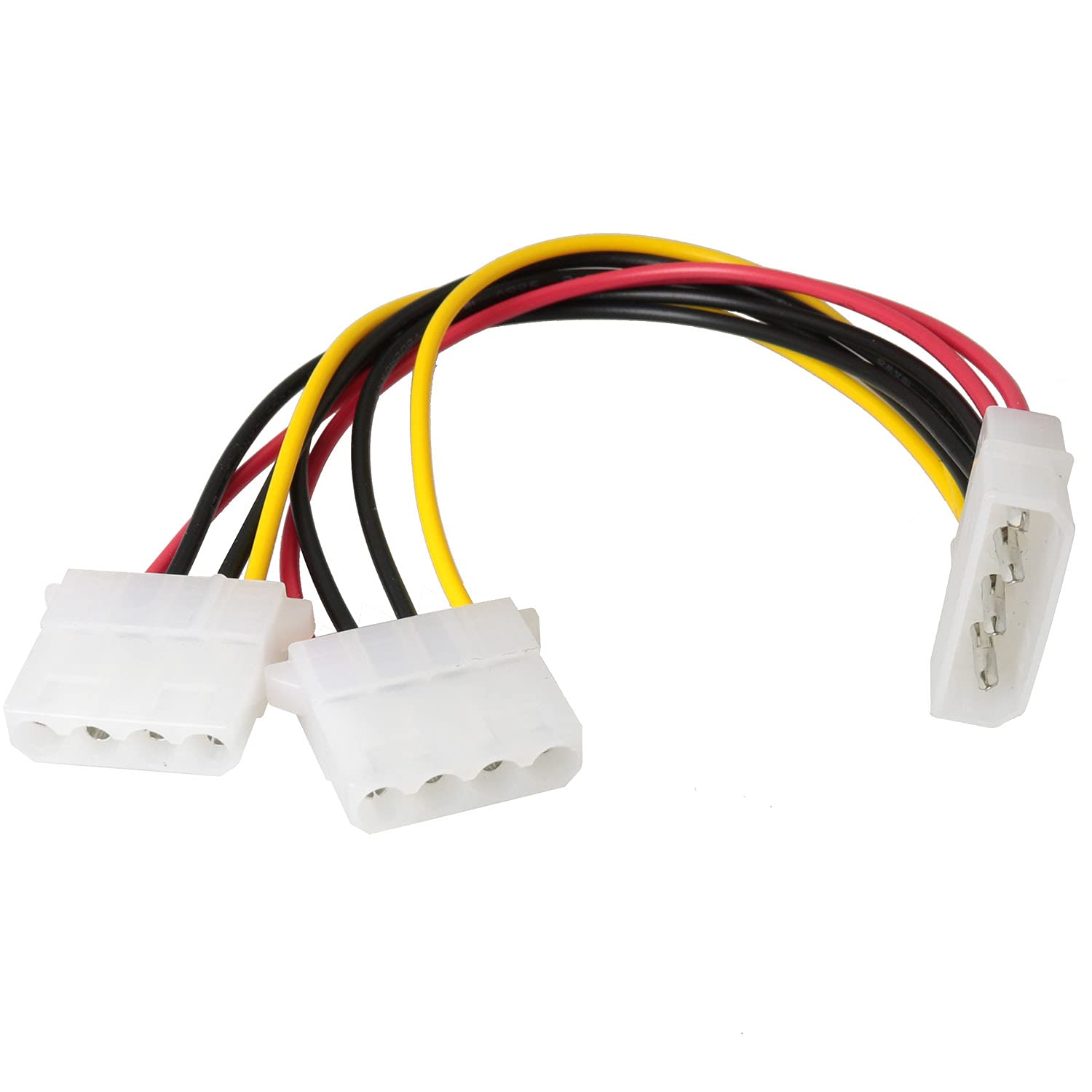 SJZBIN 4-Pin Molex Male to Dual Female Y-Splitter IDE Power Cable 20cm Red Copper (2-Pack)