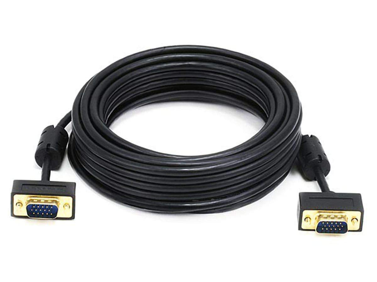 25Ft Ultra Slim Svga Super Vga 30/32Awg M/M Monitor Cable W/ Ferrites (Gold Plat