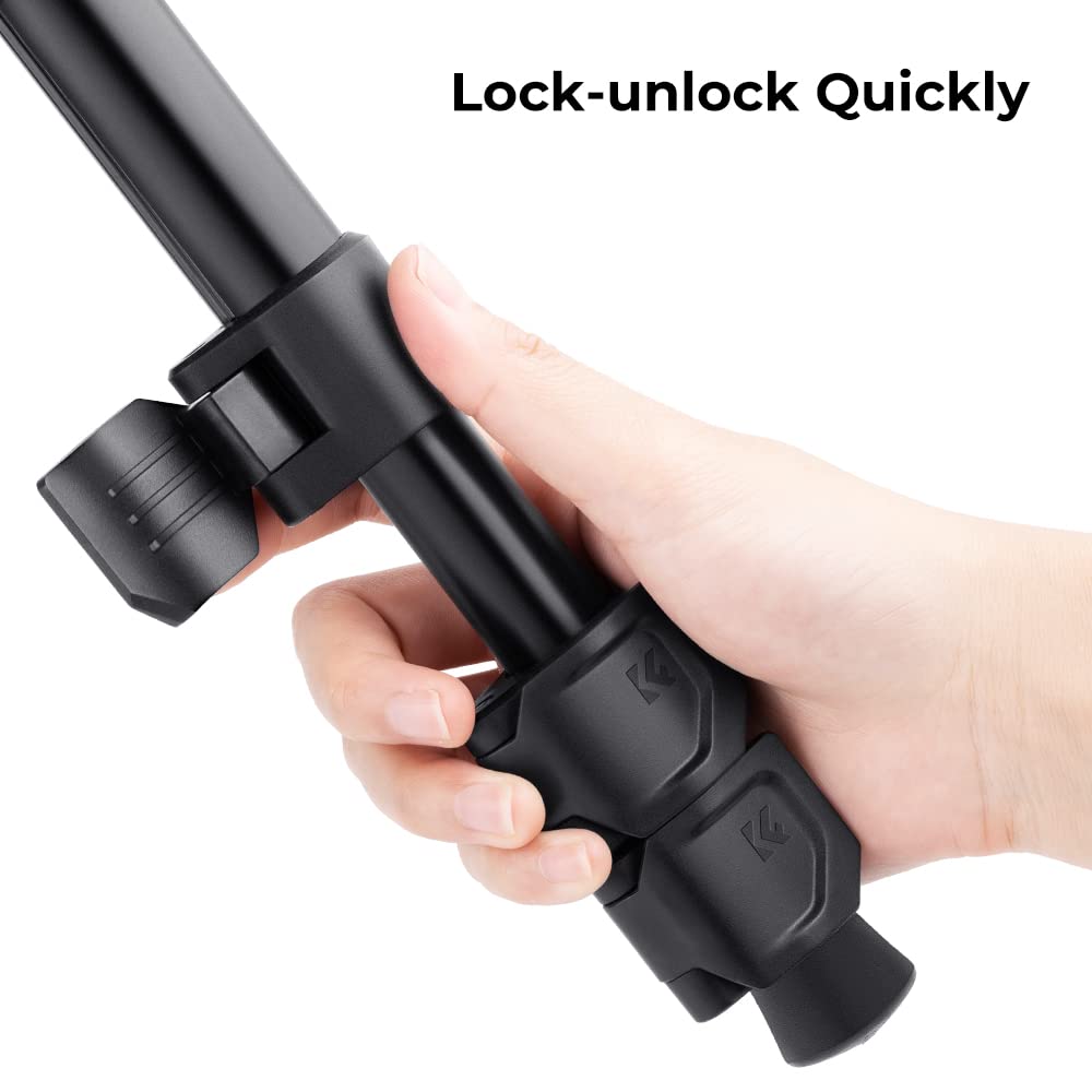 K&F Concept 64 Inch/162Cm Camera Tripod, Compact Aluminum Alloy Travel Tripods With 28Mm Metal Ball Head 10Kg/22Lbs Load Capacit