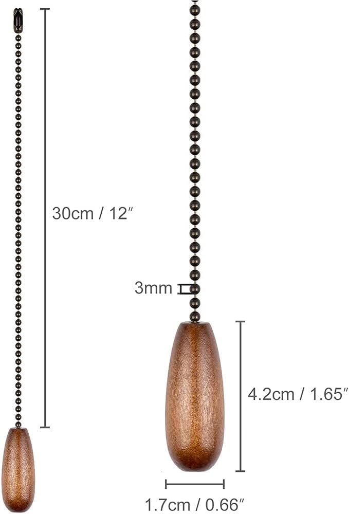 Vinaco 4 Pieces Wooden Pull Chain Extension Pull Chain For Ceiling Light Lamp Fan Chain (Walnut), 36Inch