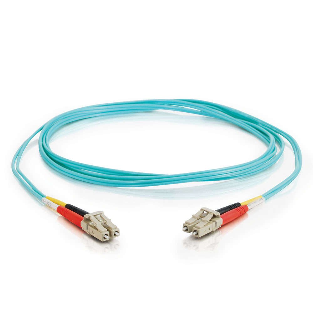 Legrand   C2G Fiber Optic Ethernet Cable, Aqua 10Gb 50/125 Lc Lc Duplex Multimode Fiber Patch Cable, 1 Meter (3.3 Foot) Pvc Coat