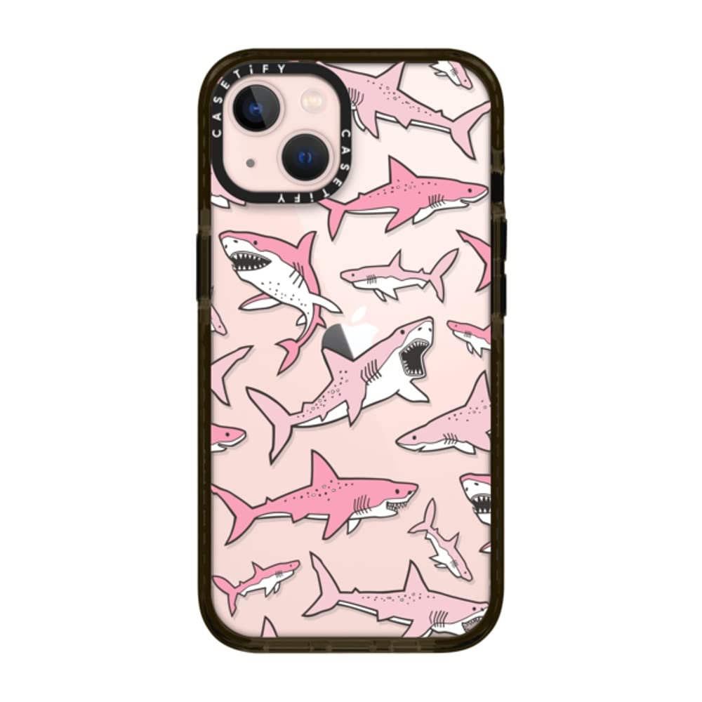 Casetify Impact Iphone 13 Case [6.6Ft Drop Protection]   Pink Sharks   Clear Black