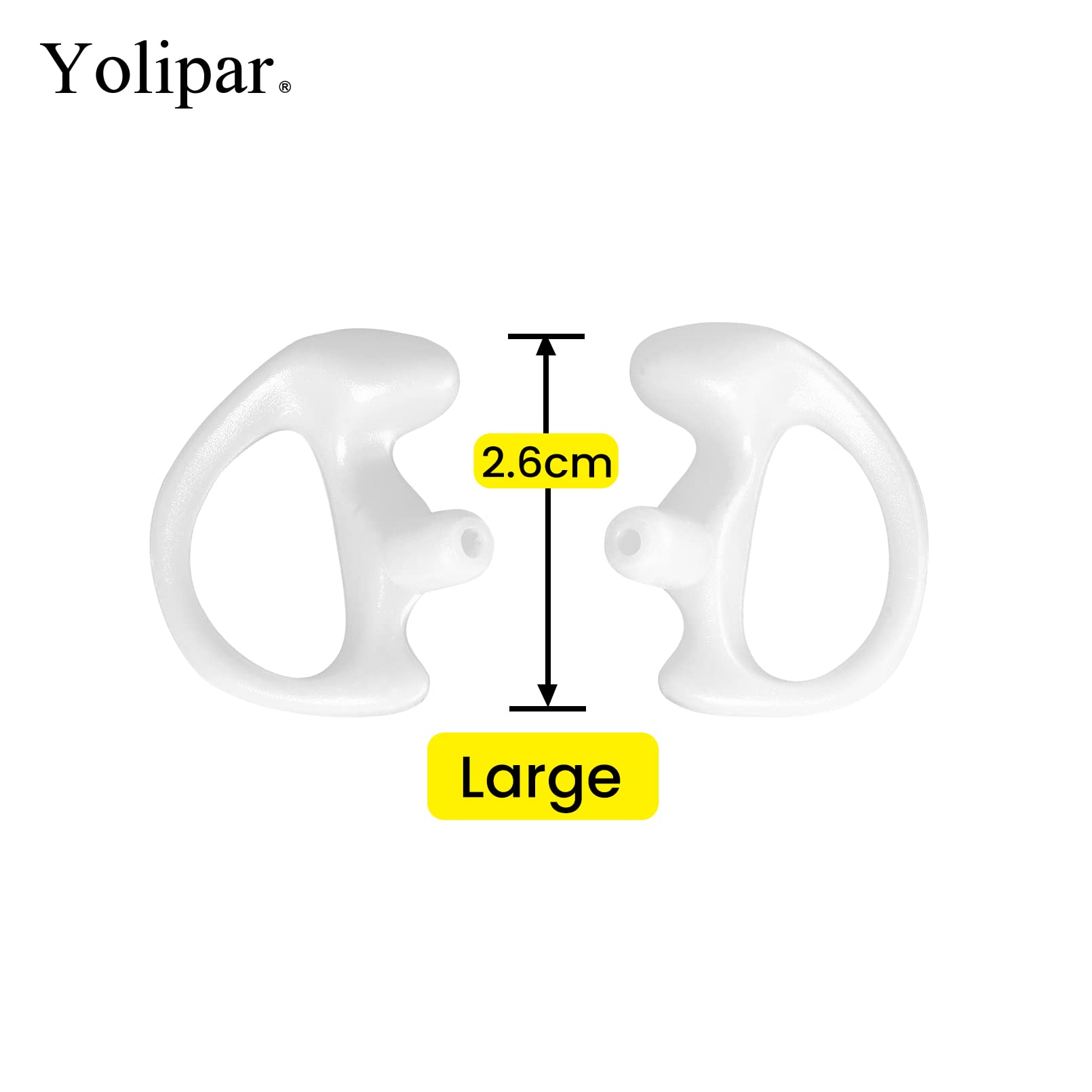 Yolipar Replacement Soft Silicone Eardud Earmold For Walkie Talkie Audio Kit Air Acoustic Tube Earpiece Headset (White, Large(1