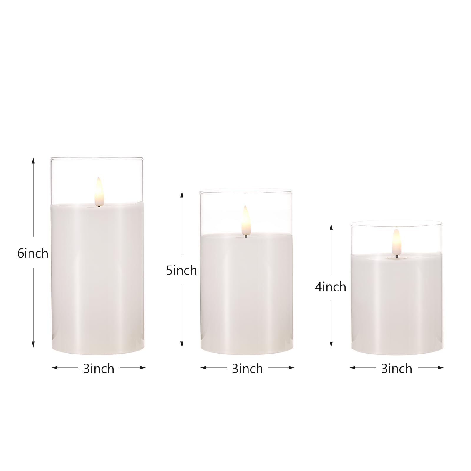 Mingfuxin Flameless Candles, Battery Operated Candles Led Pillar Glass Candle With Remote 10 Key Control And Timers For Indoor P