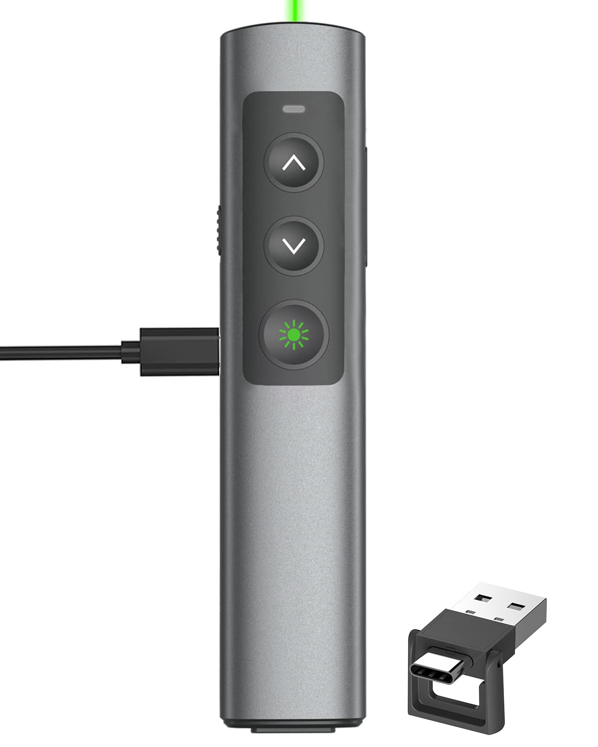 Rechargeable Green Laser Pointer Presentation Clicker For Laptop Powerpoint, Usb A Usb C Wireless Presenter Remote Power Point C