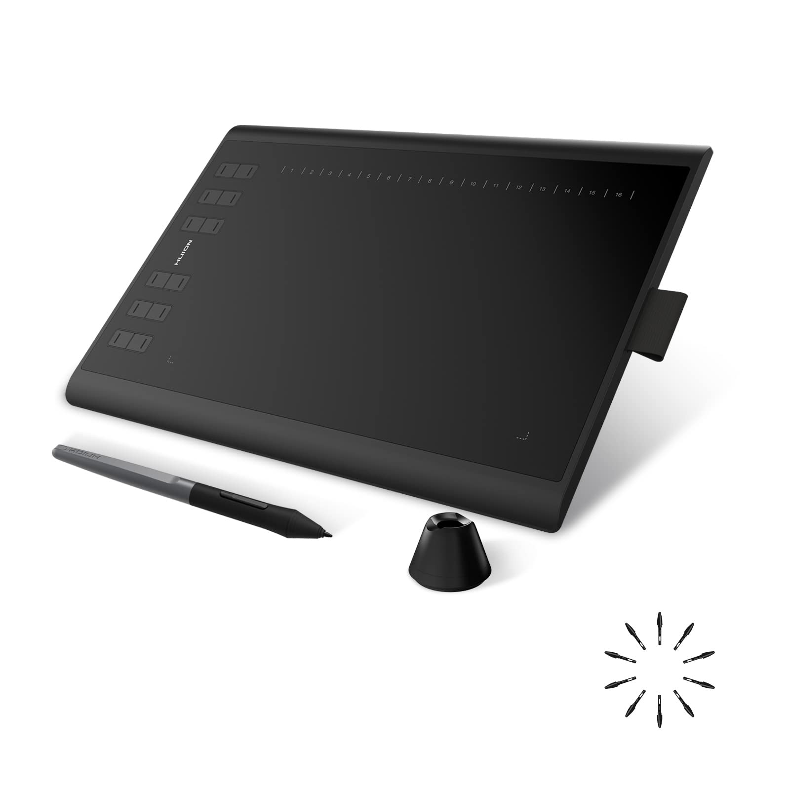HUION Inspiroy H1060P Graphics Drawing Tablet with 8192 Pressure Sensitivity Battery-Free Stylus and 12 Customized Hot Keys, 10 
