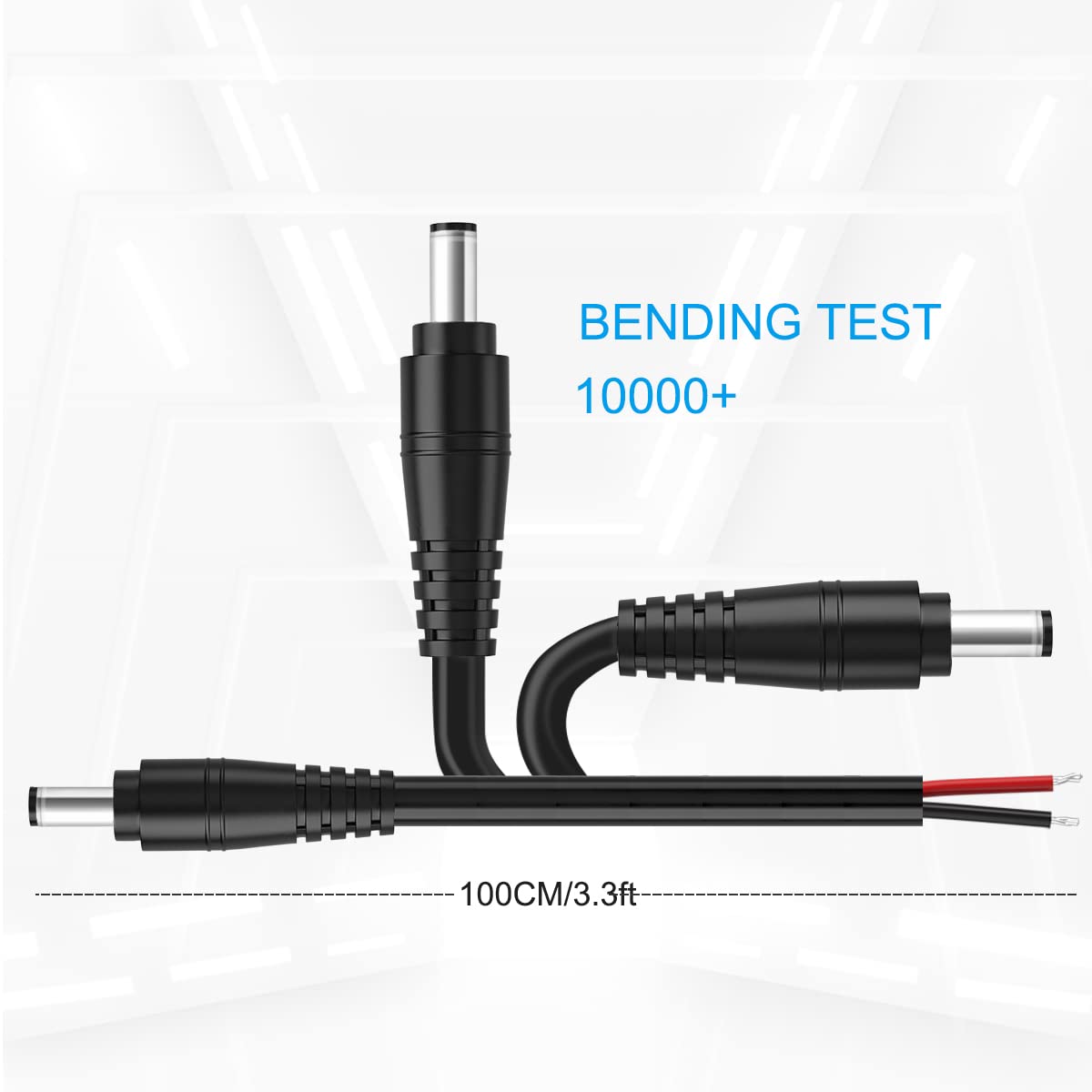 Dc Power Pigtail Cable,16Awg Dc Barrel Plug Connector 2.1Mm X 5.5Mm Dc Male Plug To Bare Wire Open End Power Wire Supply Repair