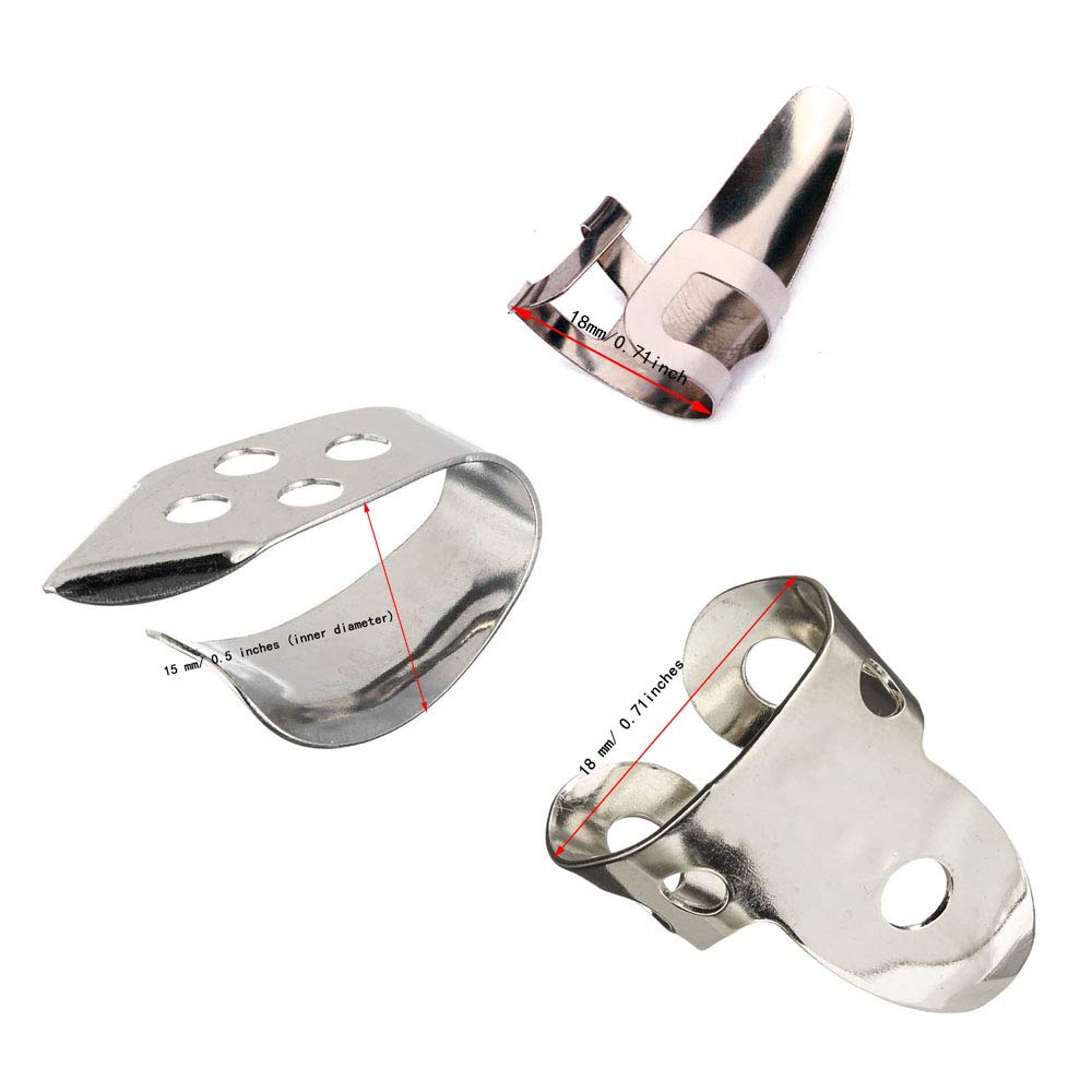 Jiayouy 15Pcs Guitar Thumb Finger Picks Set Metal Guitar Thumb Finger Picks With Storage Box For Gutiar Bass Ukulele Banjo Silve