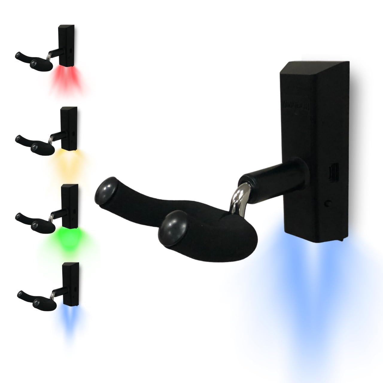 Muziclight Light Up Guitar Wall Mount, Led Guitar Wall Hanger, Guitar Wall Bracket With Light, Lit Holder For Electric Guitars,