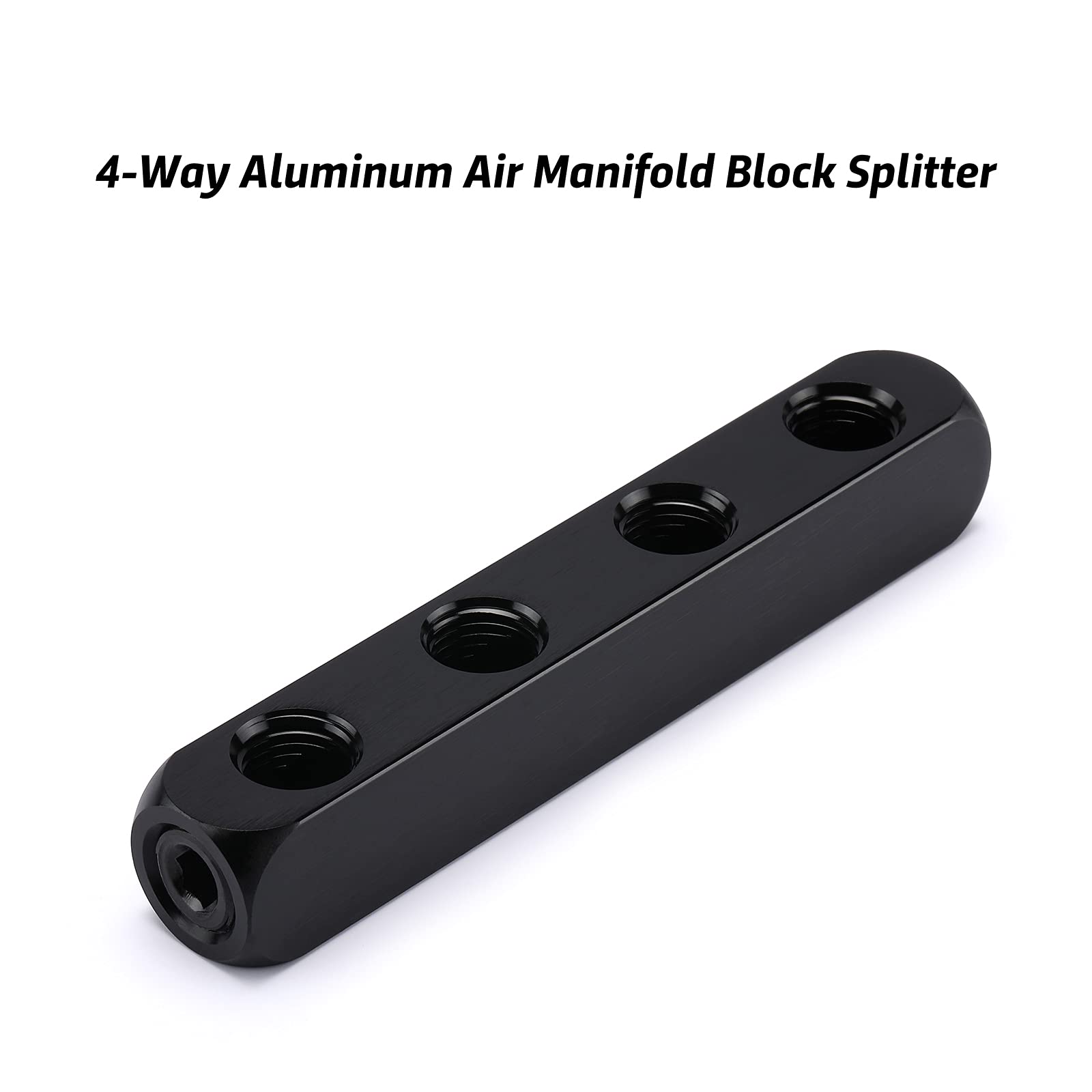 Airtoon 4 Way Straight Air Manifold Splitter, Line Type Air Compressor Splitter With 4 Couplers And 1/4'' Mnpt Plug,1/4 Inch Npt