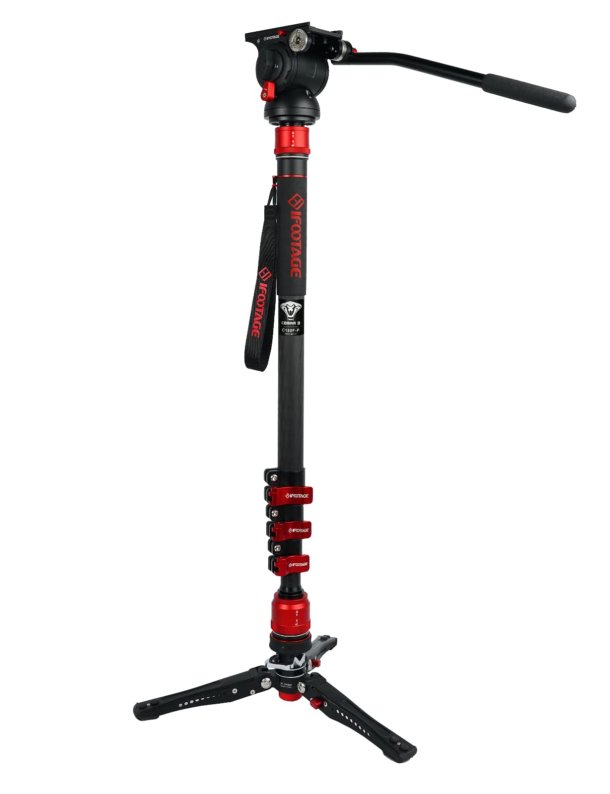 Ifootage Cobra 3 Monopod C180F P With K5S Fluid Headprofessional Portable Travel Monopod Kit For Canon Nikonsony Olympus Panason