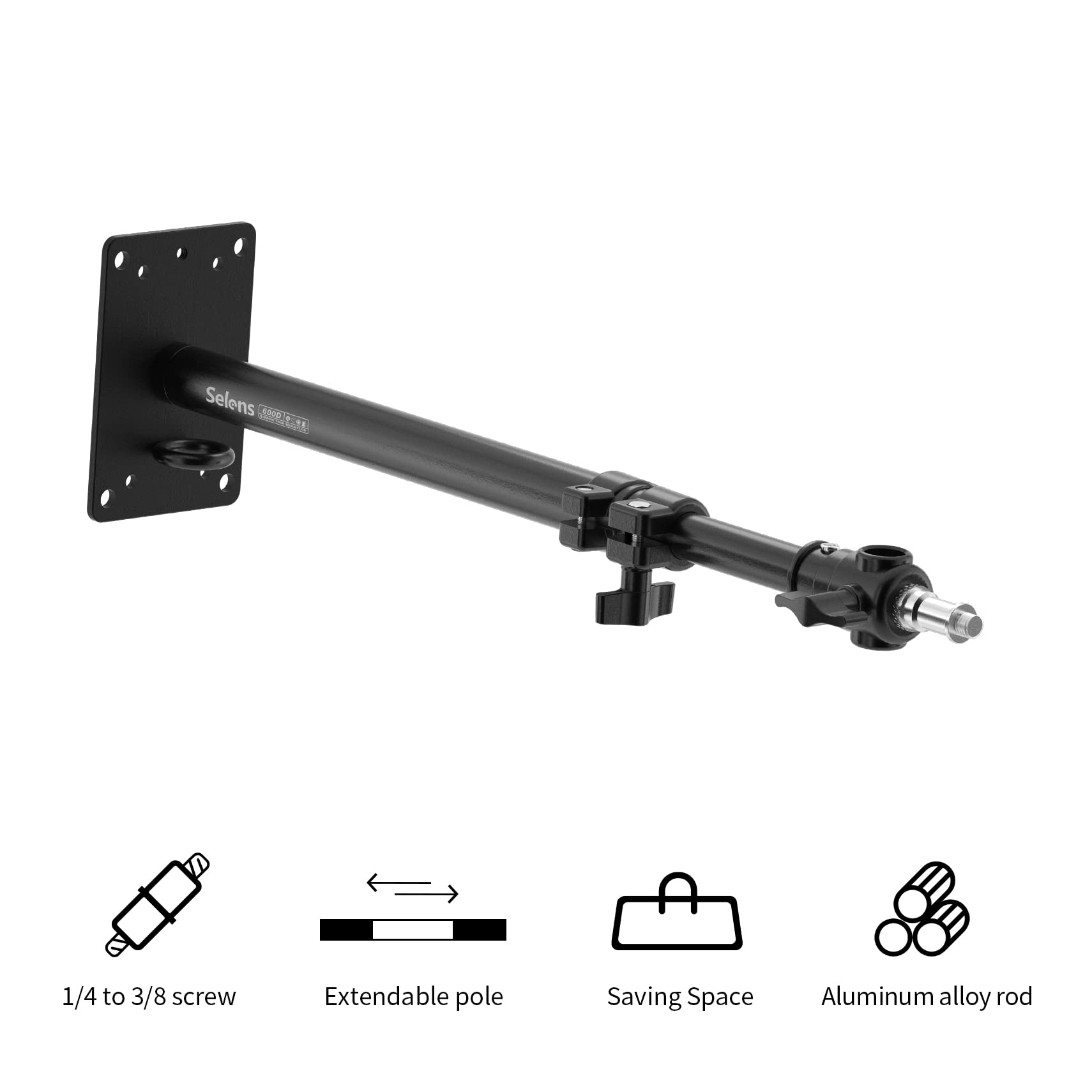 Selens Photography Camera Wall Mount Boom Arm, Ceiling Wall Mounting Up To 22Inch For Photo Video Studio Strobe Light, Softbox,