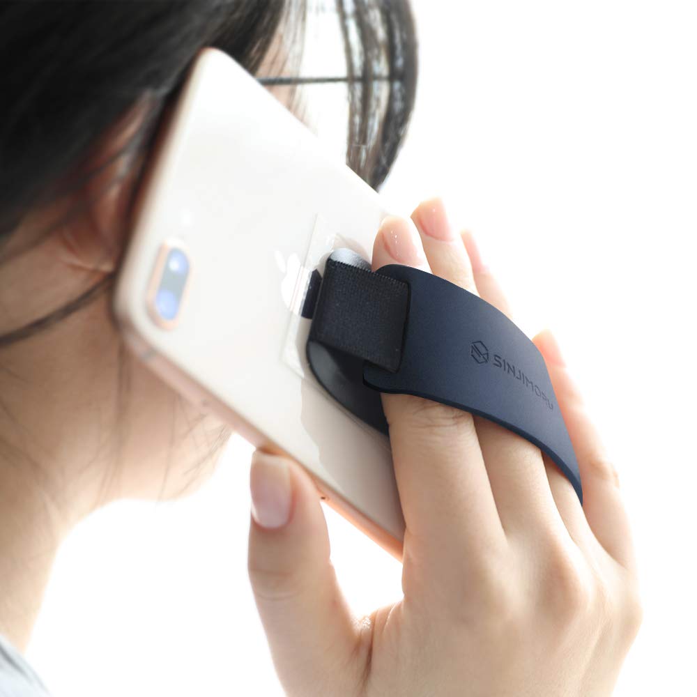 Sinjimoru Phone Grip With Silicone Band - Comfortable One-Hand Holder & Kickstand For Smartphones, Tablets, And Ereaders For Iph