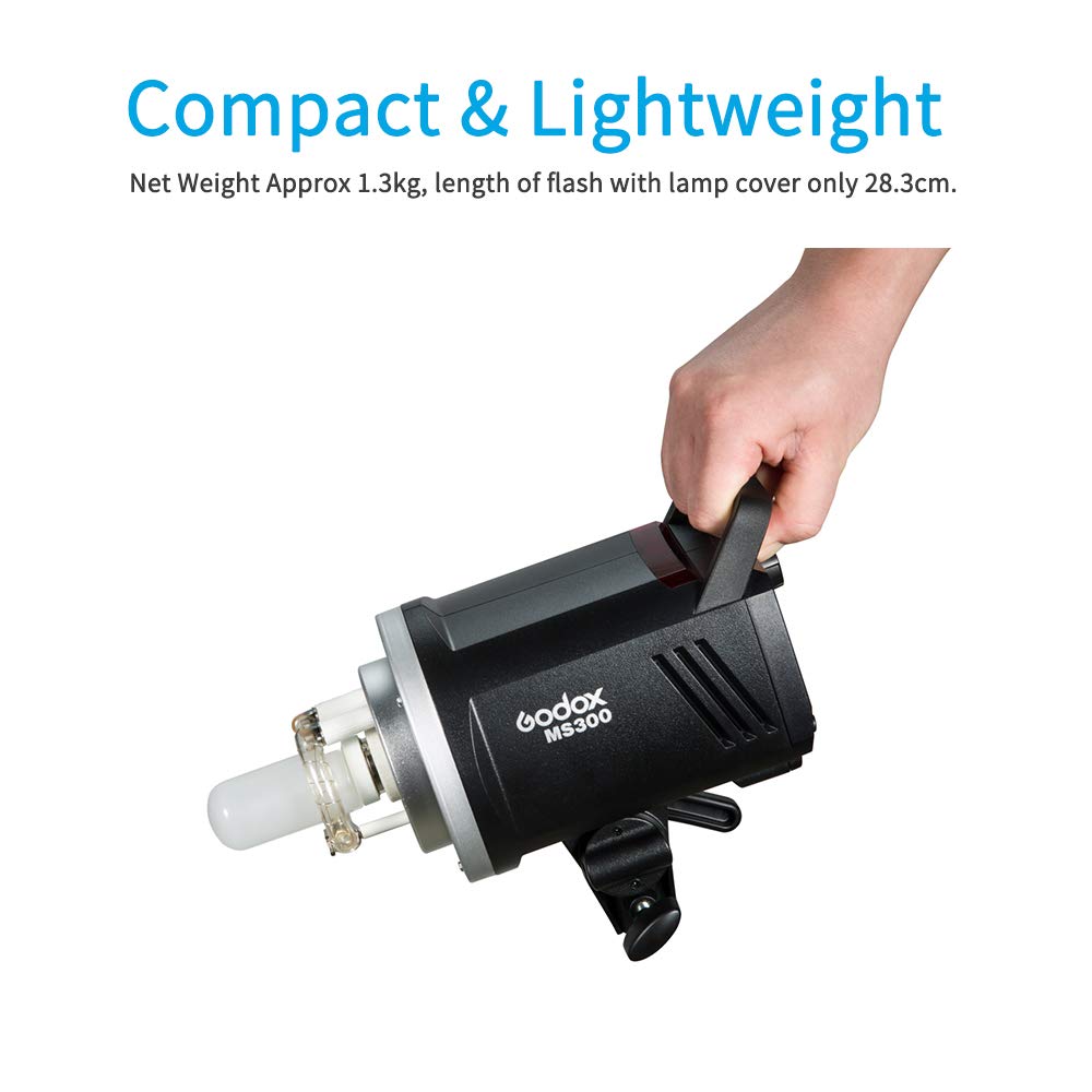 Godox Ms300 Compact 300W Studio Flash,Small And Portable 2.4G Wireless X System Gn58 5600K Monolight With Bowens Mount 150W Mode