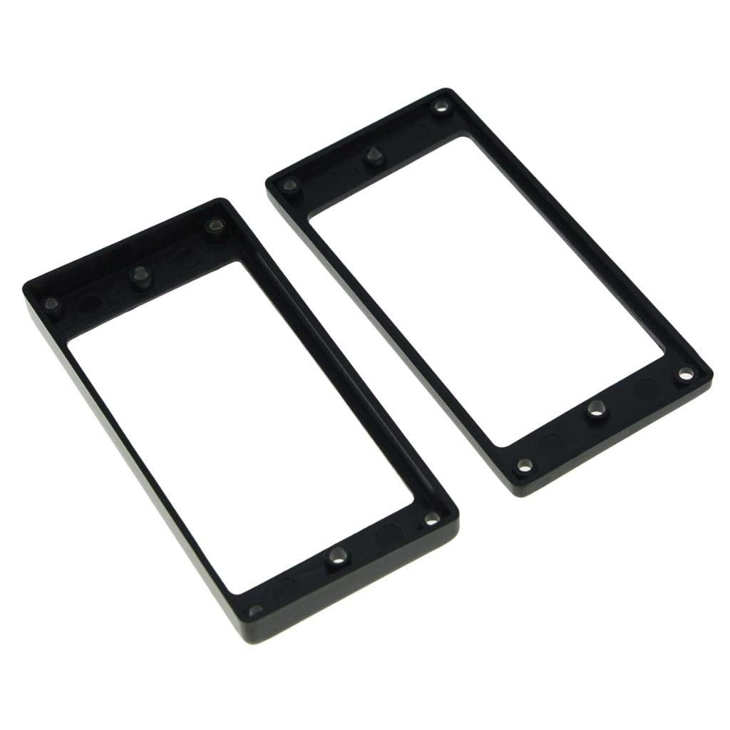 Kaish 2Pcs Black Humbucker Pickup Ring Flat Base Bottom Frame For Epiphone Lp Guitar