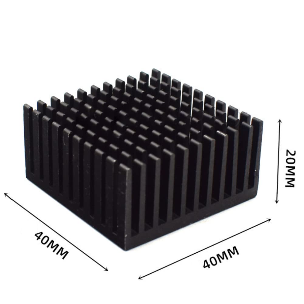 Jienk 4Pcs Black Aluminum Heat Sink With Thermal Conductive Adhesive Tape, 40  40  20Mm Heatsink Cooler For Cooling Vrm Gpu Step