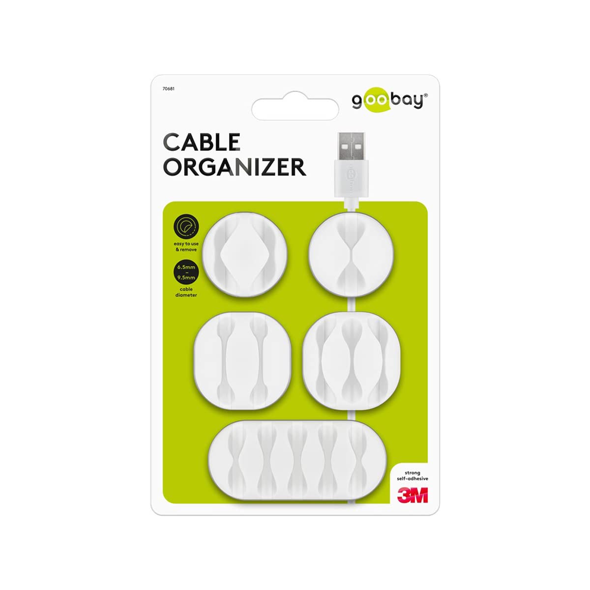 Cable Clips Set of 5 Different Sizes White