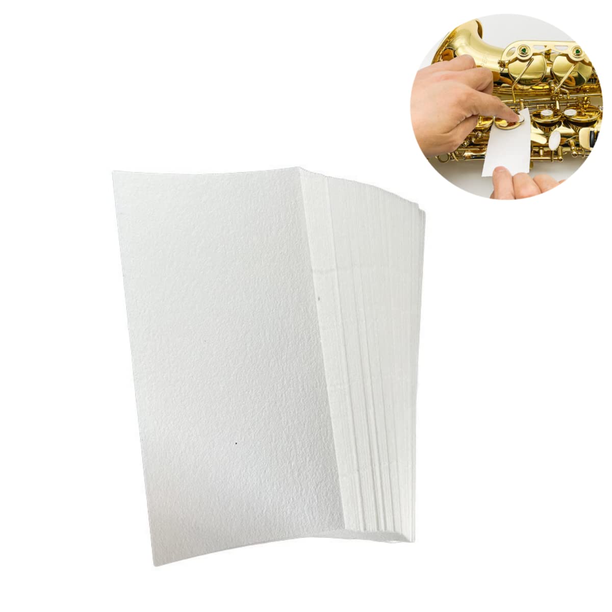 Ccecce 100 Sheets Saxophone Cleaning Paper Woodwind Mouthpiece Pad Anti-Sticky Button Drying Absorbent Cleaner Papers For Sax Fl