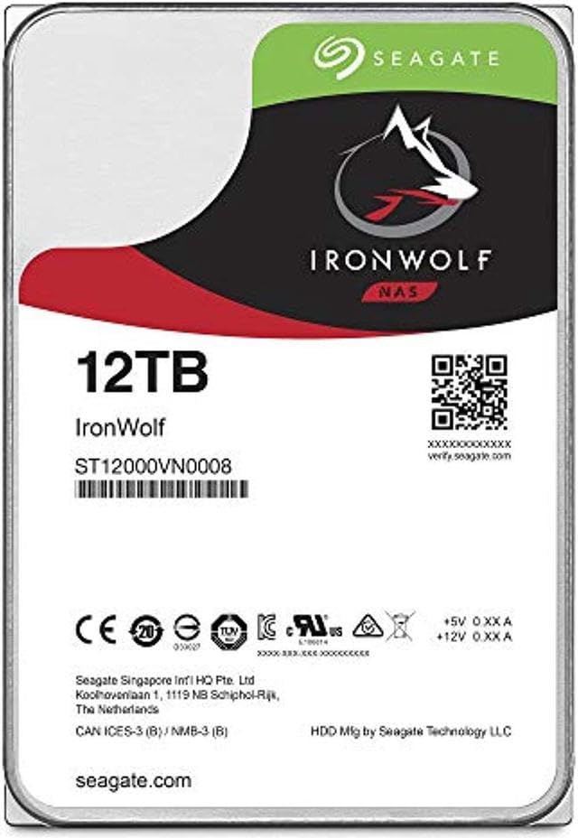 Seagate IronWolf 12TB NAS Internal Hard Drive HDD � CMR 3.5 Inch SATA 6Gb/s 7200 RPM 256MB Cache for RAID Network Attached Storage (ST12000VNZ008/ST12000VN0008)