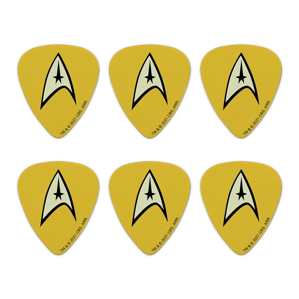 Star Trek Command Shield Novelty Guitar Picks Medium Gauge   Set Of 6