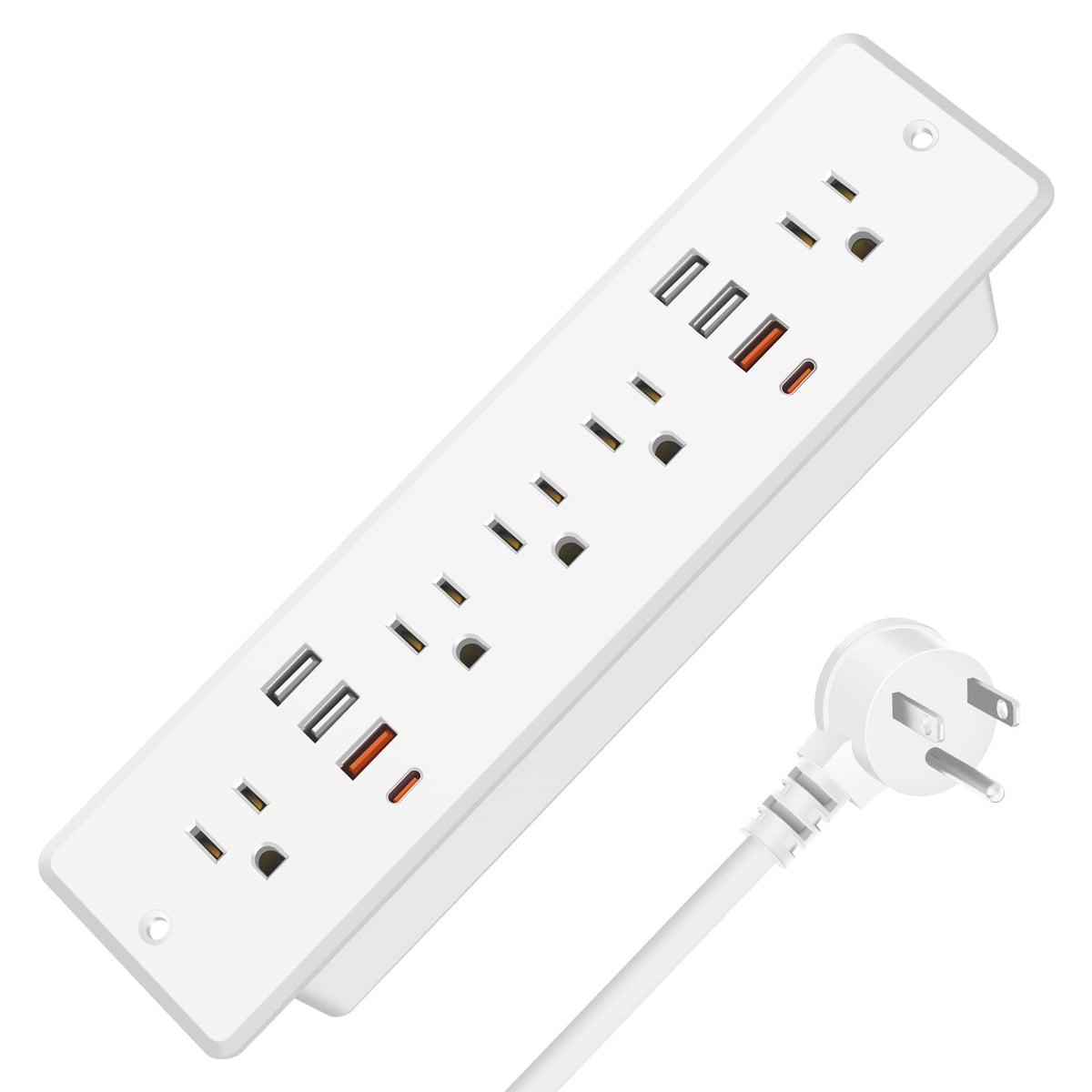 Hhsoet 13 In 1 Recessed Power Strip Flat Plug, Fast Charging Desk Outlet With Usb, Conference Recessed Power Outlet Socket With 
