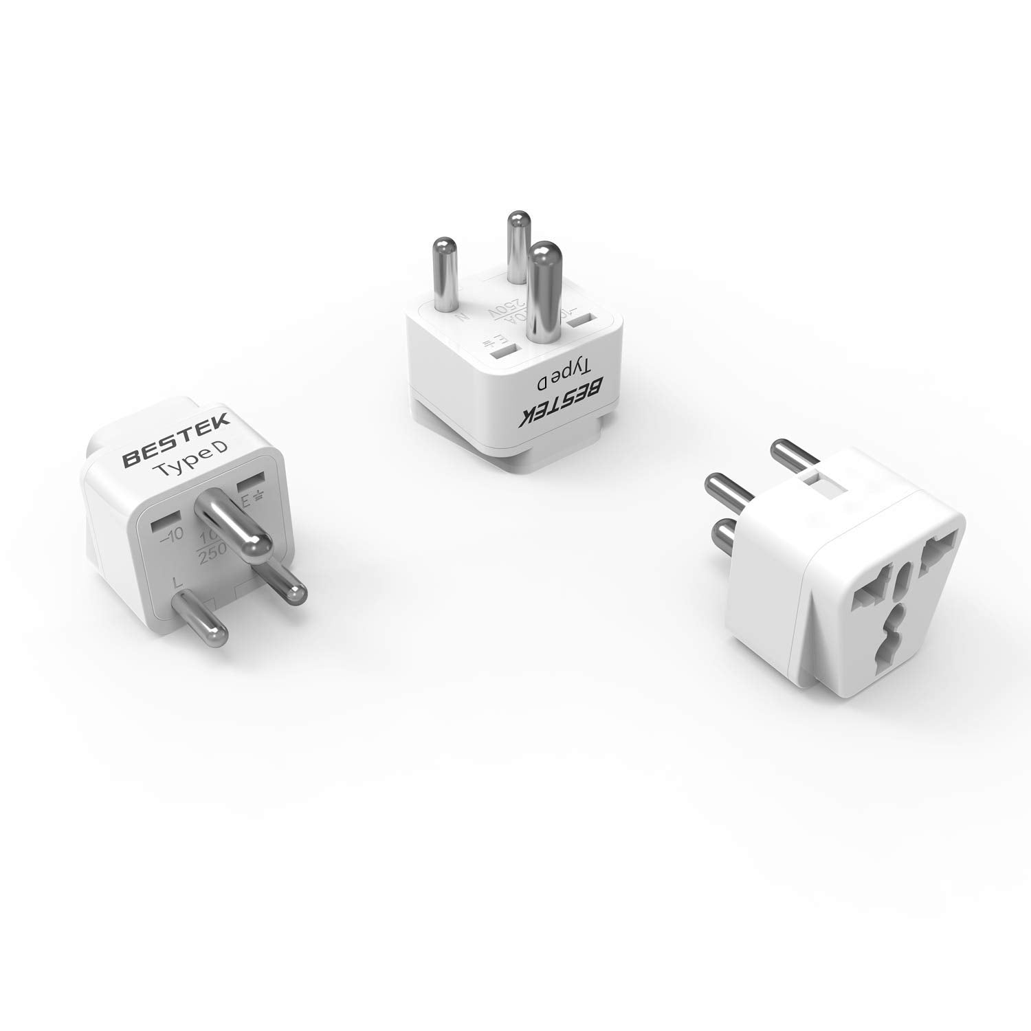 Bestek India, South Africa Travel Plug Adapter, Grounded Universal Type D Plug Adapter India To Us Adapter   Ultra Compact For I