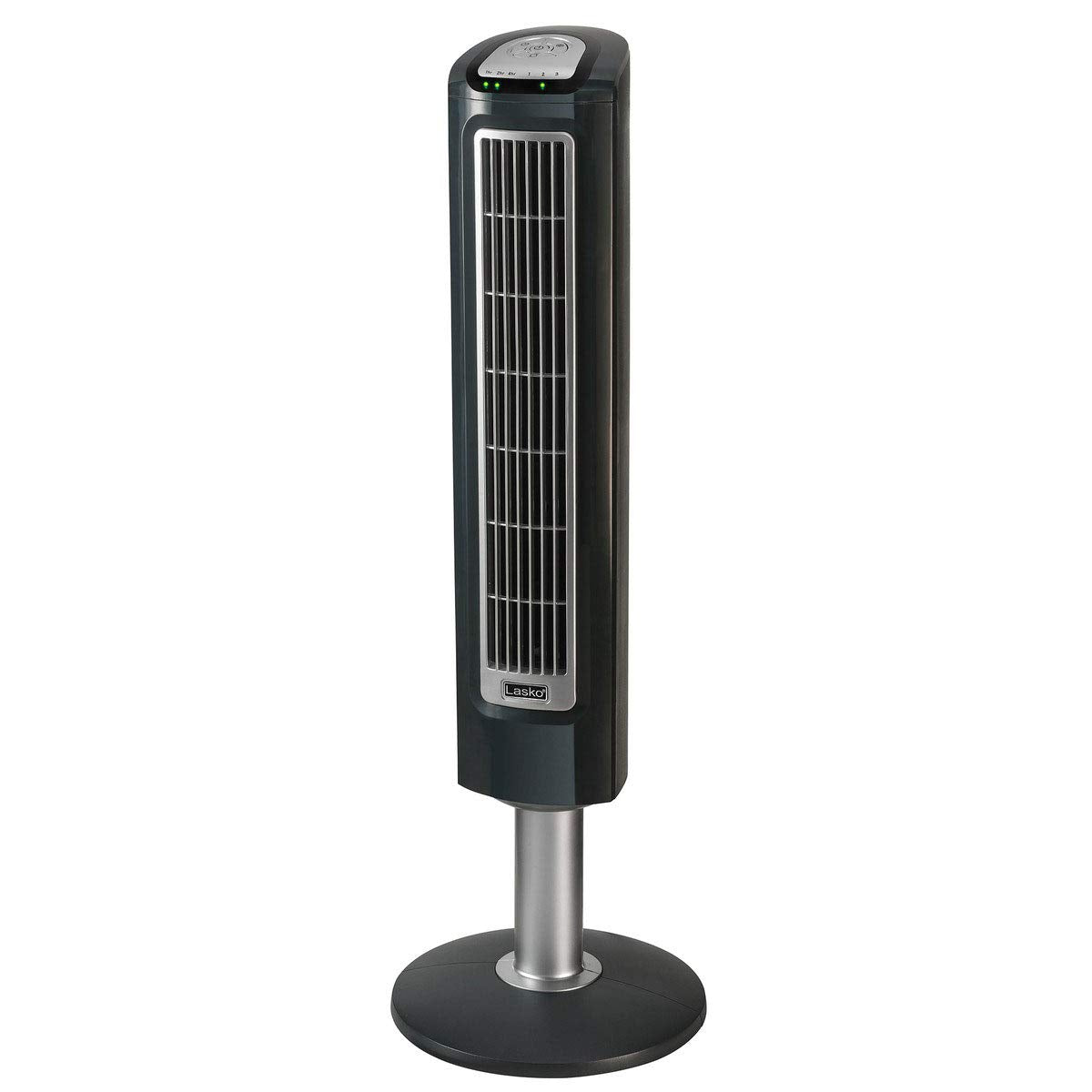 Lasko Wind Tower Oscillating Tower Fan, Remote Control, Timer, 3 Quiet Speeds, For Bedroom, Living Room And Office, 38'' Gray, 2